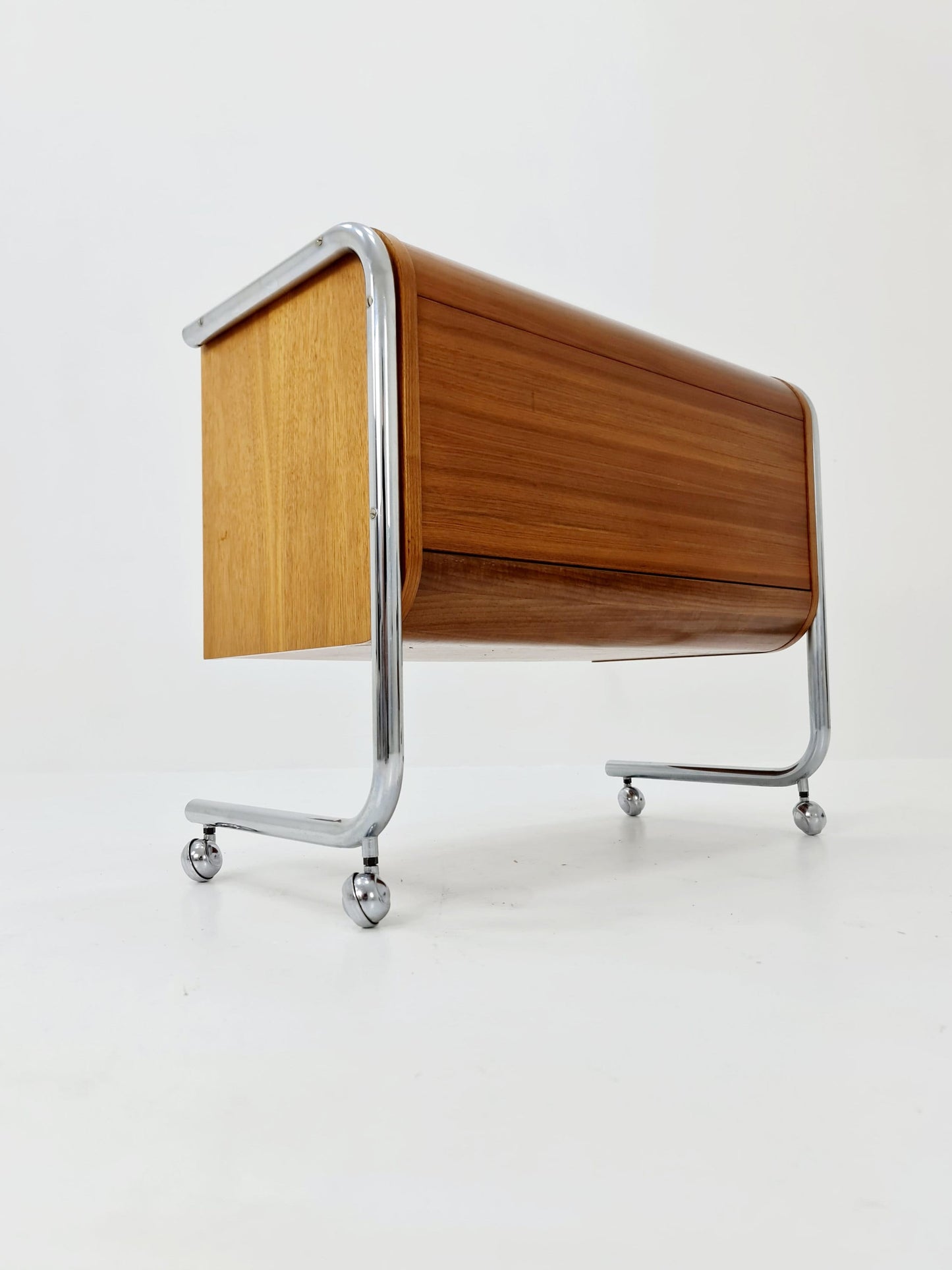 Vintage Bauhaus walnut record cabinet sideboard , 1960s