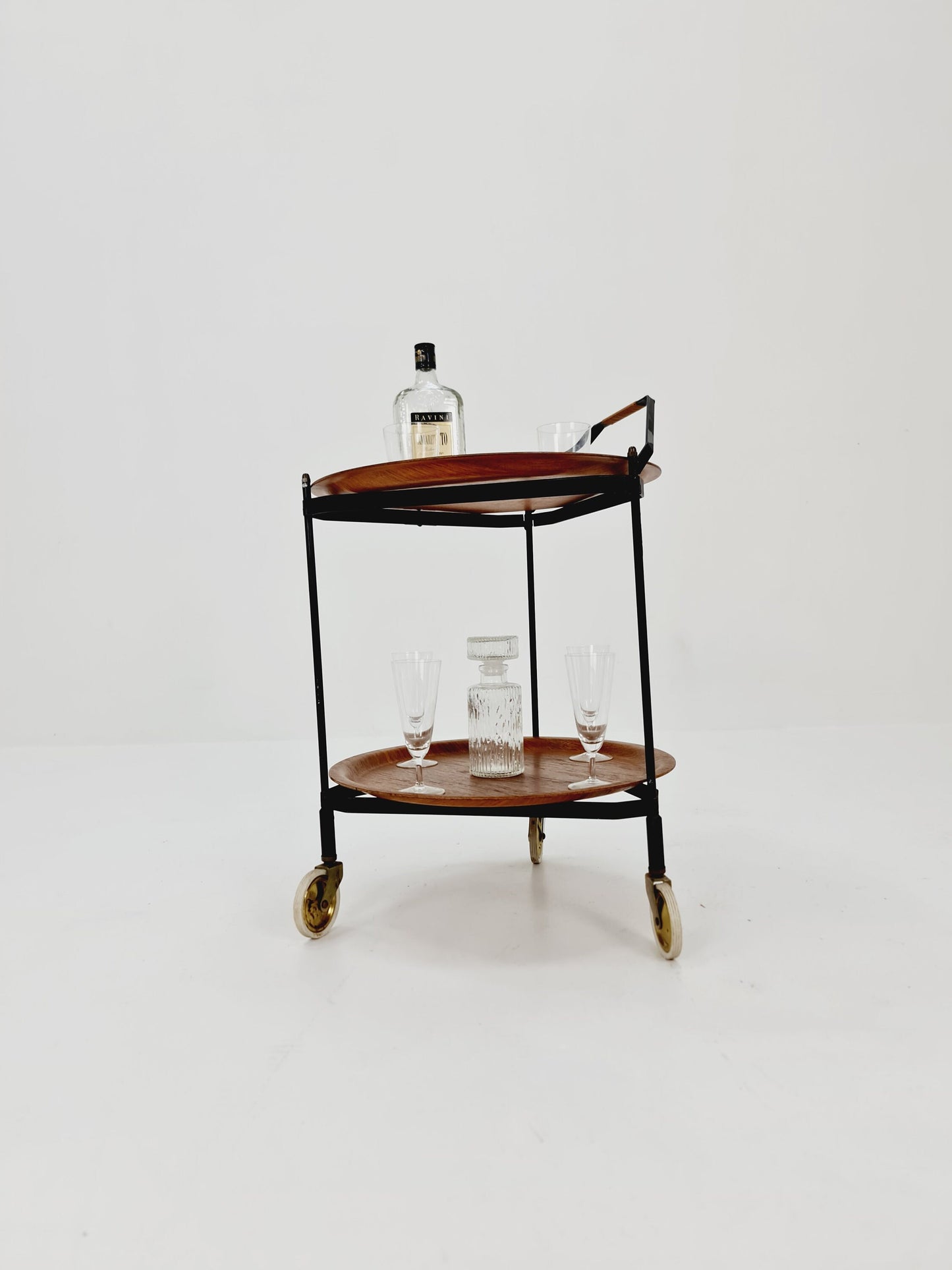 Vintage Swidish mid century Folding trolley bar cart in teak & metal,By Äry Fanerprodukter 1960s