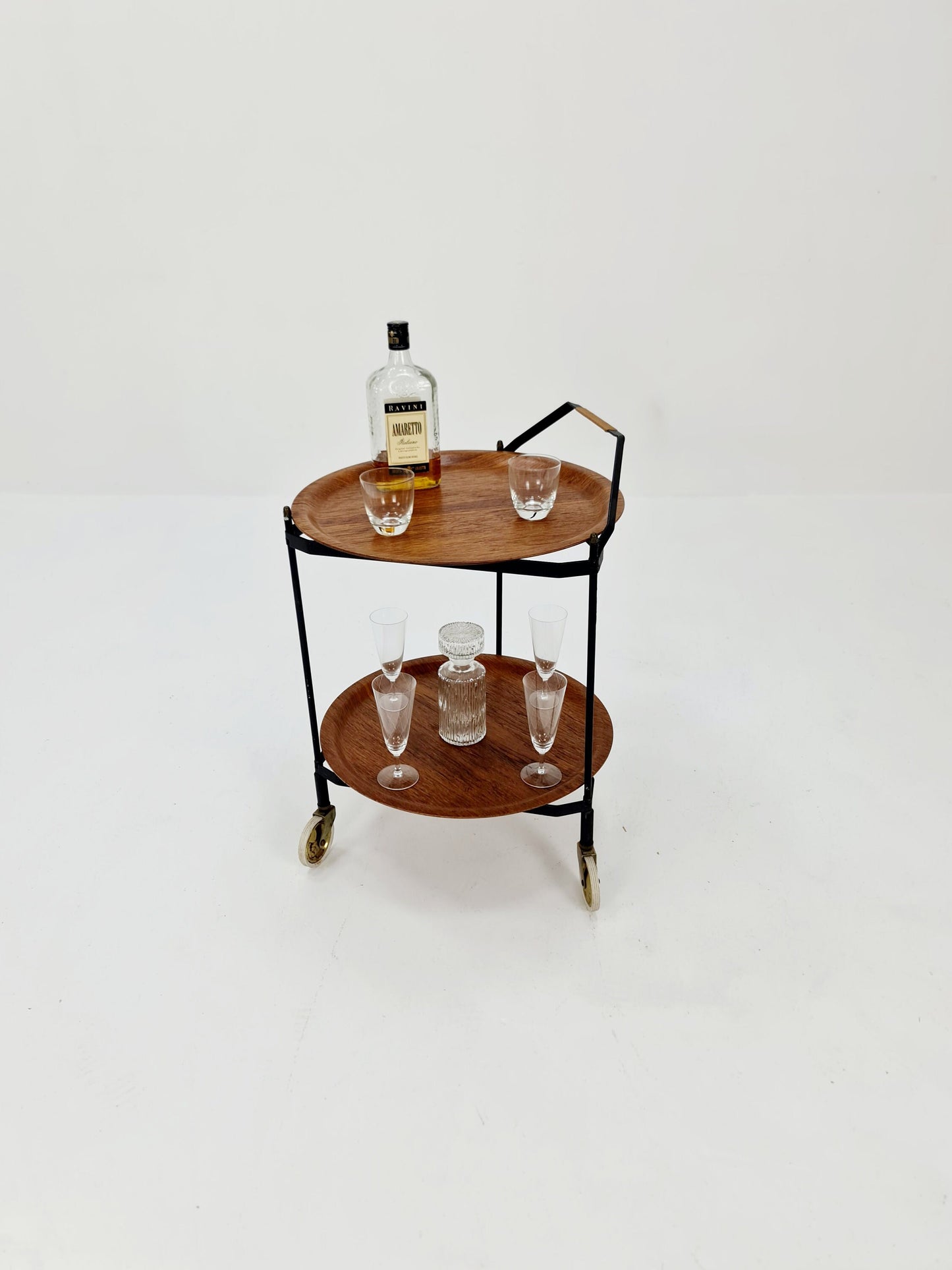 Vintage Swidish mid century Folding trolley bar cart in teak & metal,By Äry Fanerprodukter 1960s
