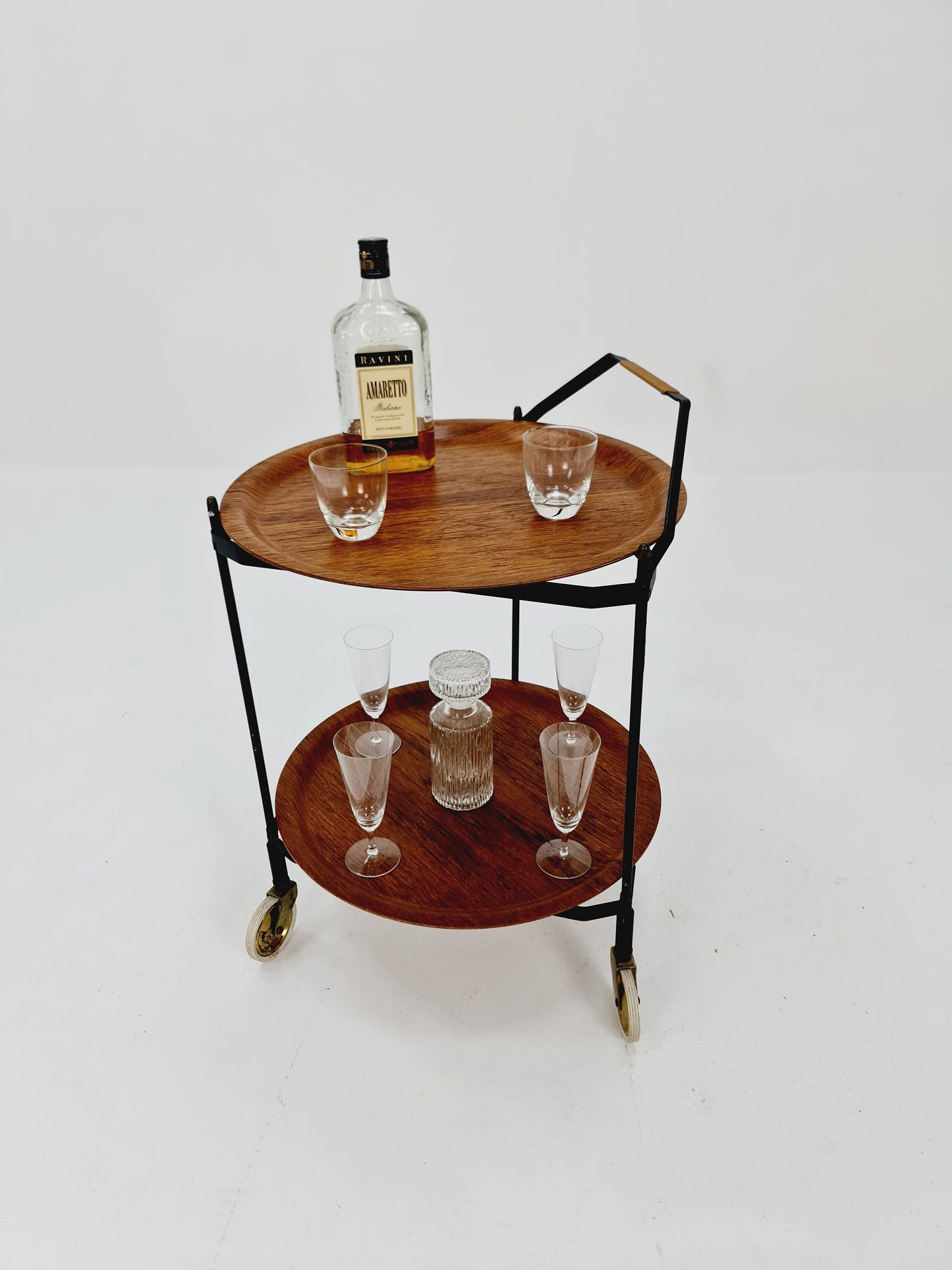 Vintage Swidish mid century Folding trolley bar cart in teak & metal,By Äry Fanerprodukter 1960s
