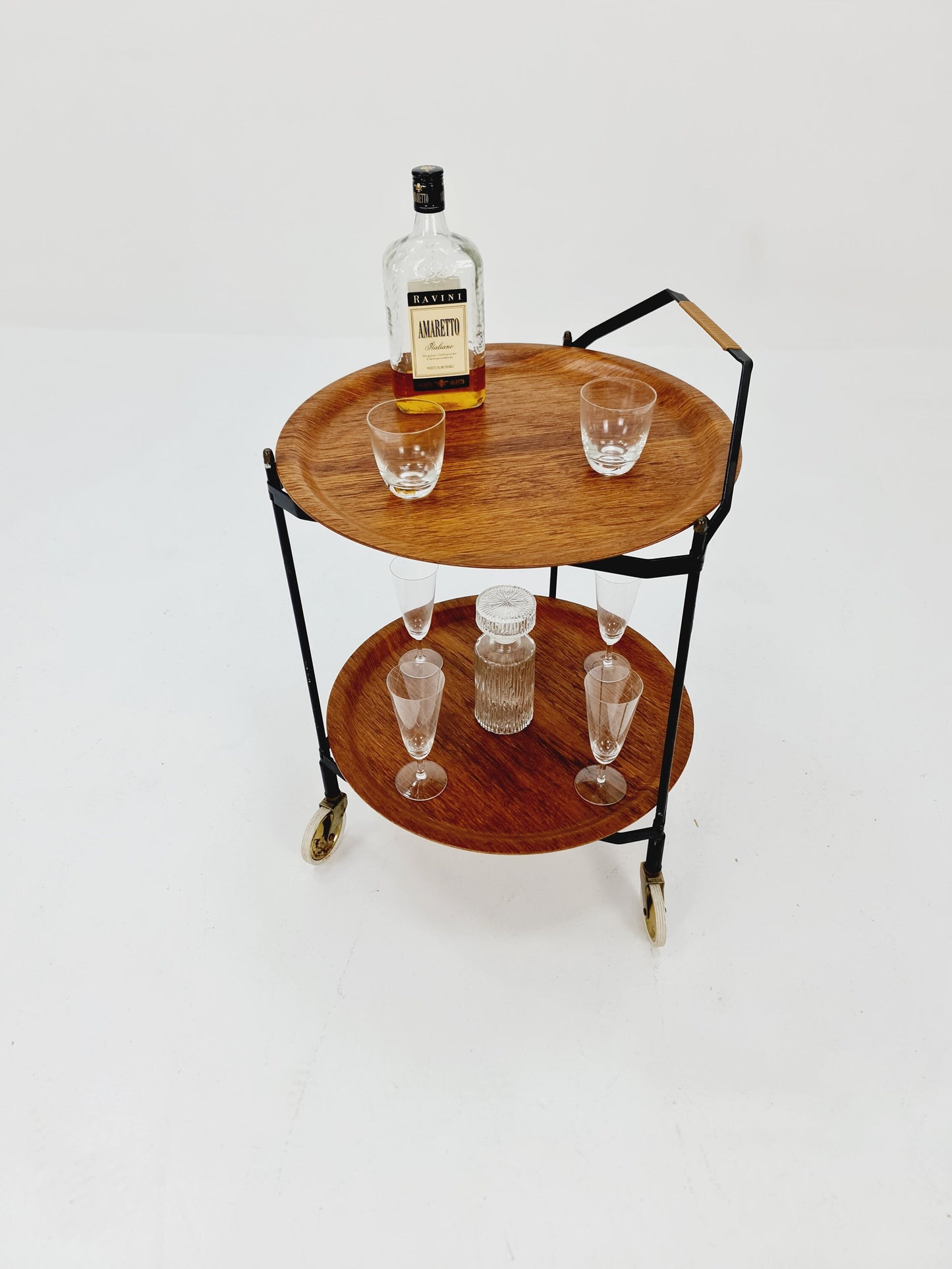 Vintage Swidish mid century Folding trolley bar cart in teak & metal,By Äry Fanerprodukter 1960s