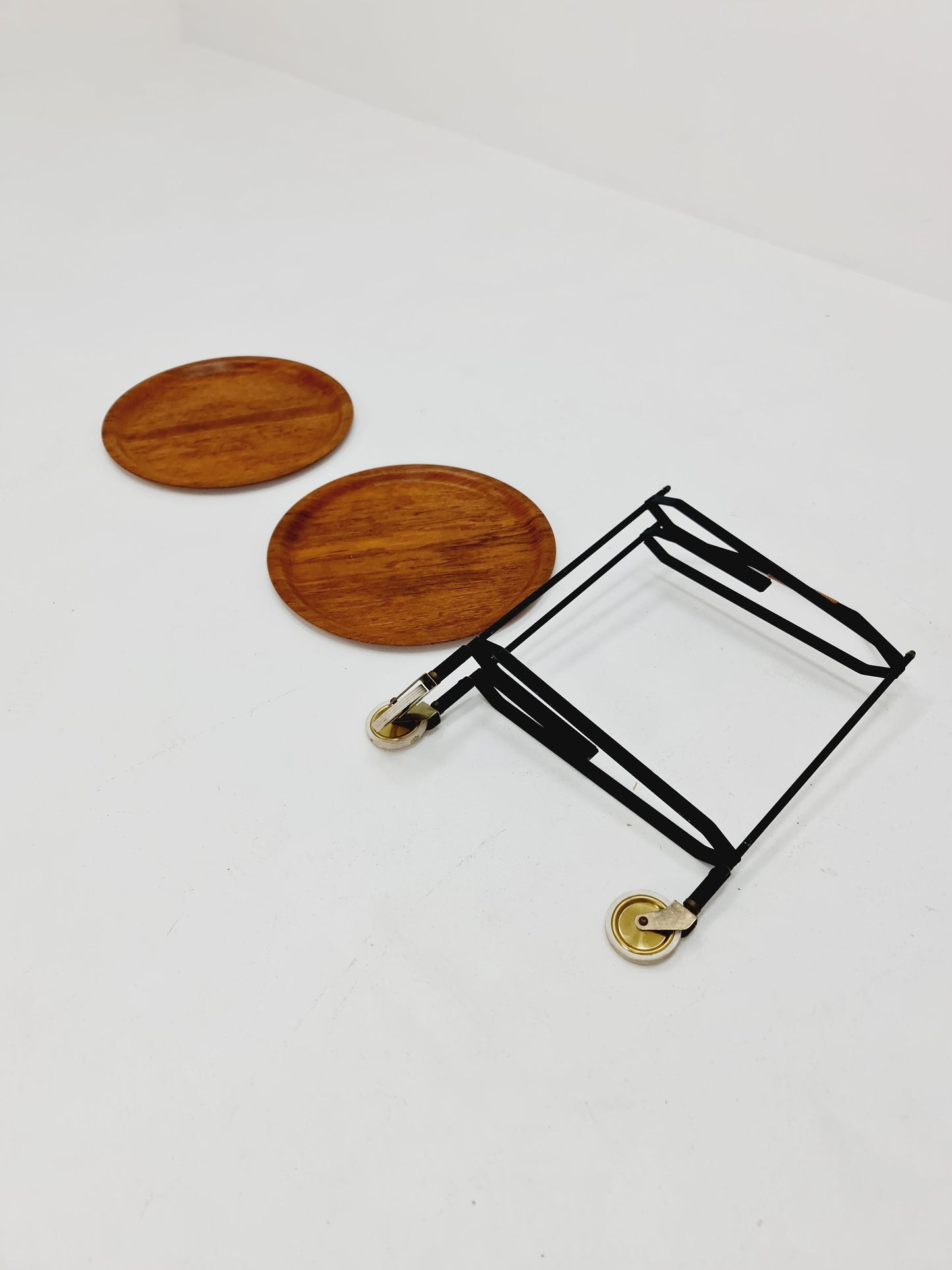 Vintage Swidish mid century Folding trolley bar cart in teak & metal,By Äry Fanerprodukter 1960s