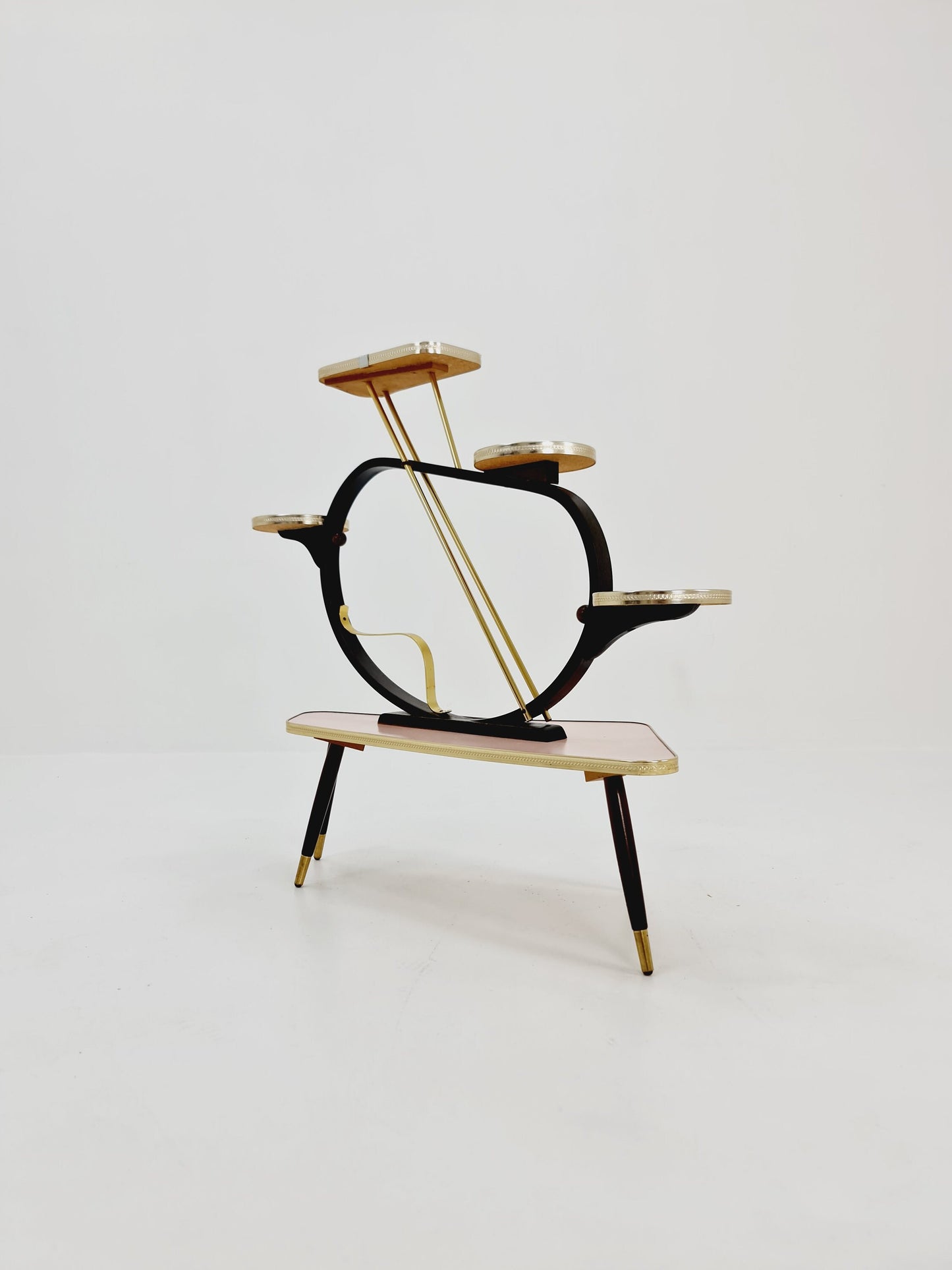 Big 1950s German Plant Stand, Colorful Vintage Mid-Century Minimalist Indoor Plant Stand Side Table Retro flower table