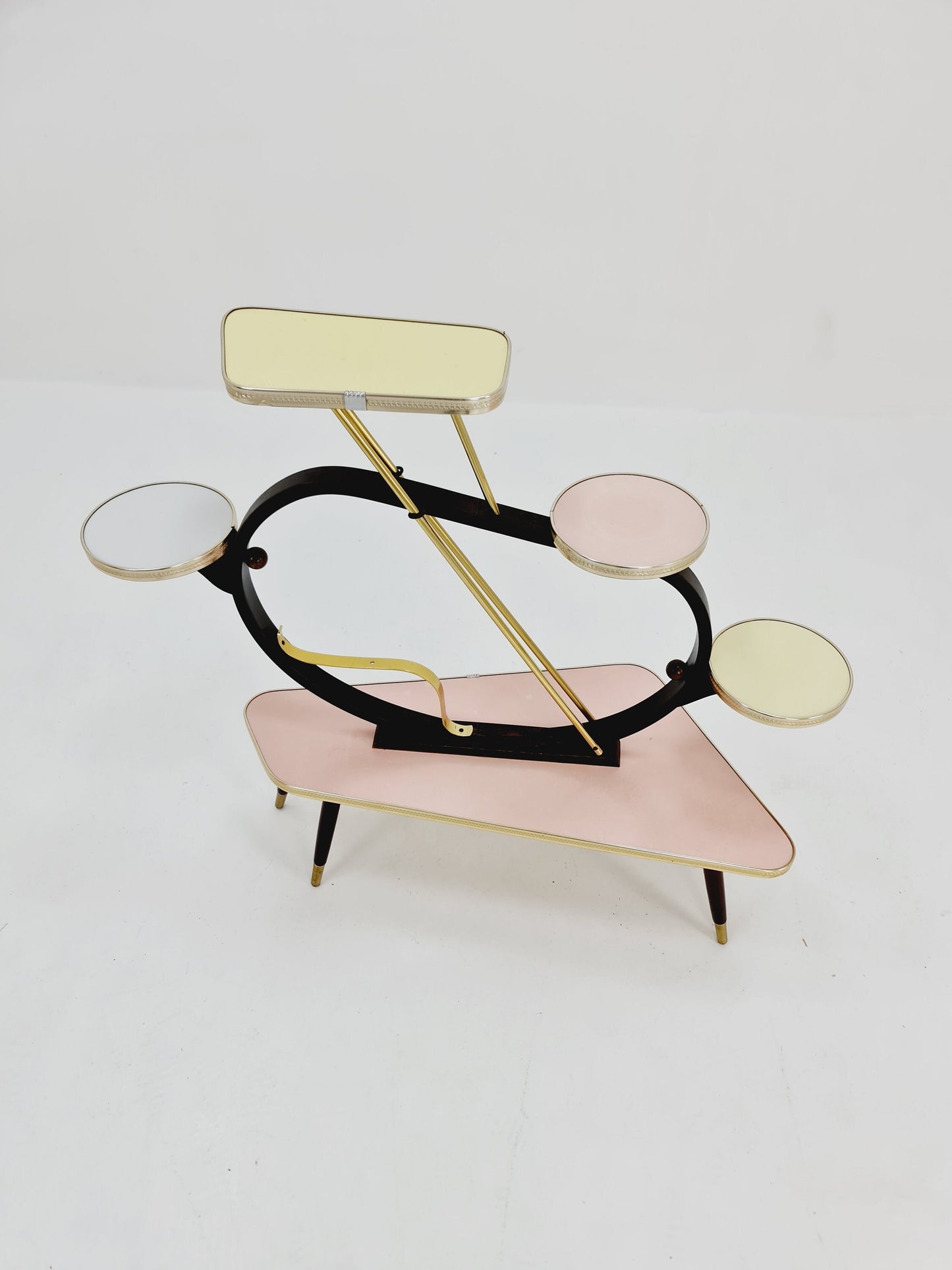 Big 1950s German Plant Stand, Colorful Vintage Mid-Century Minimalist Indoor Plant Stand Side Table Retro flower table