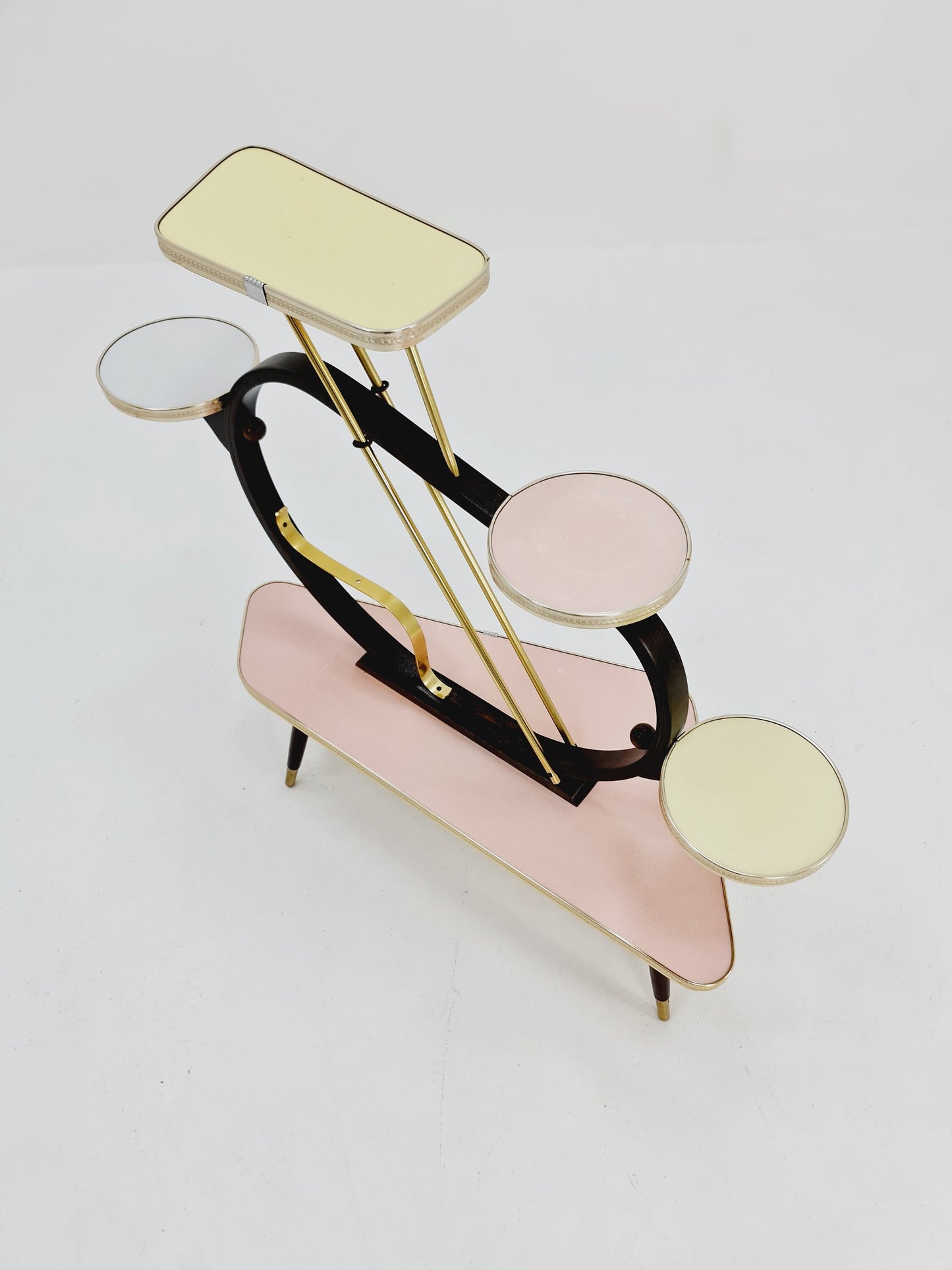 Big 1950s German Plant Stand, Colorful Vintage Mid-Century Minimalist Indoor Plant Stand Side Table Retro flower table