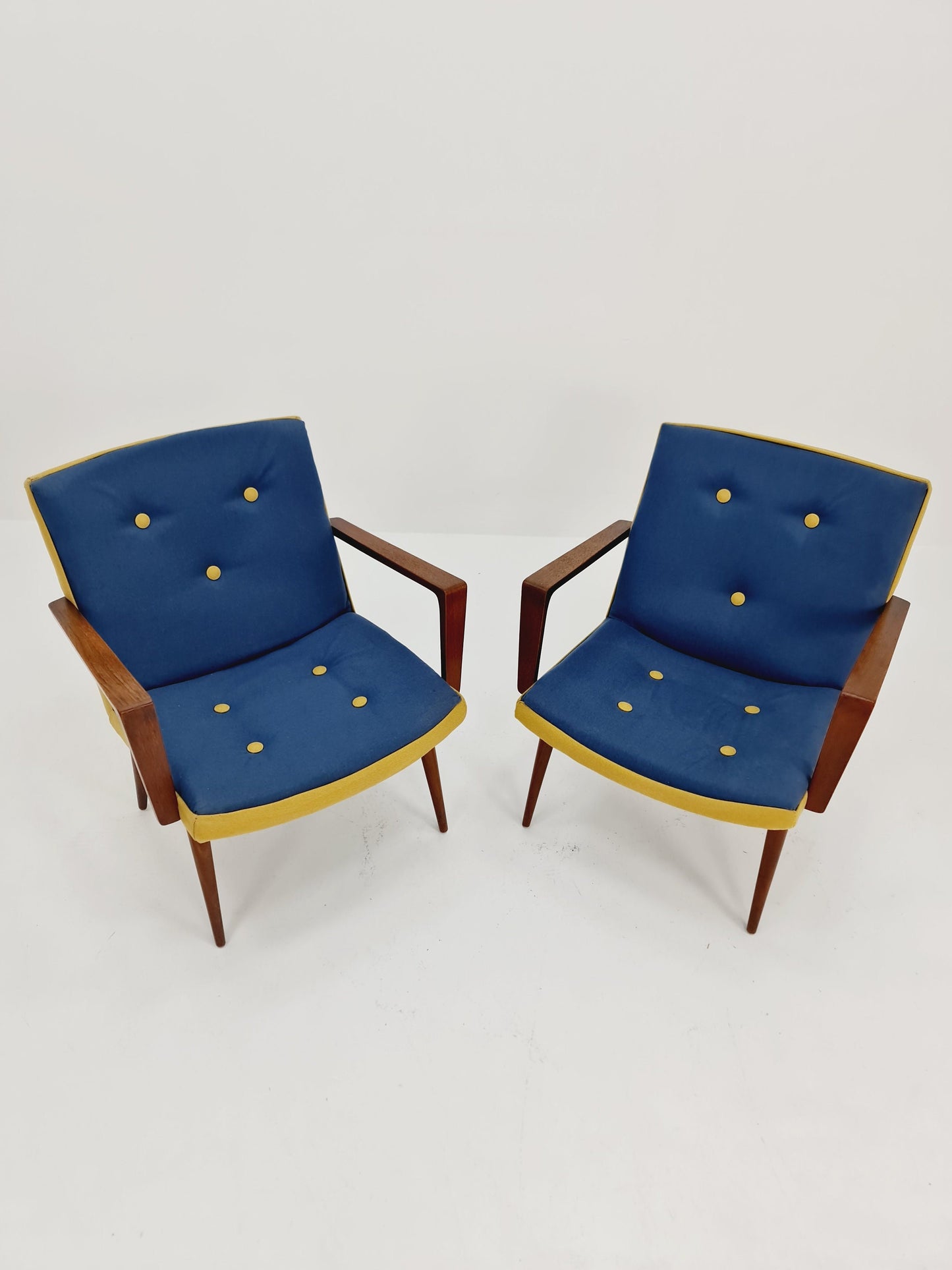 Rare Midcentury German Teak Set of 2 club lounge chair , 1950s