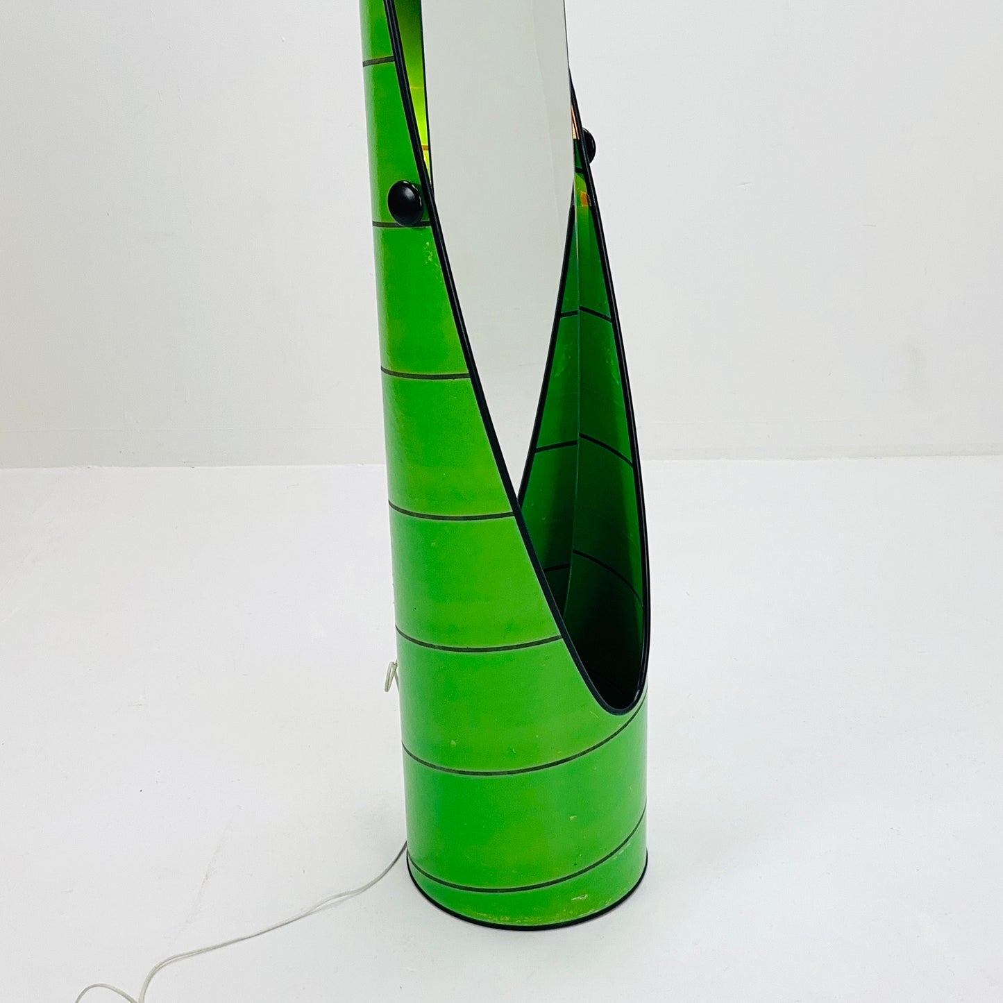 Space age green , "Roulette" floor mirror with backlight 1960s, AB Nybrofabriken, Fröseke, Sweden