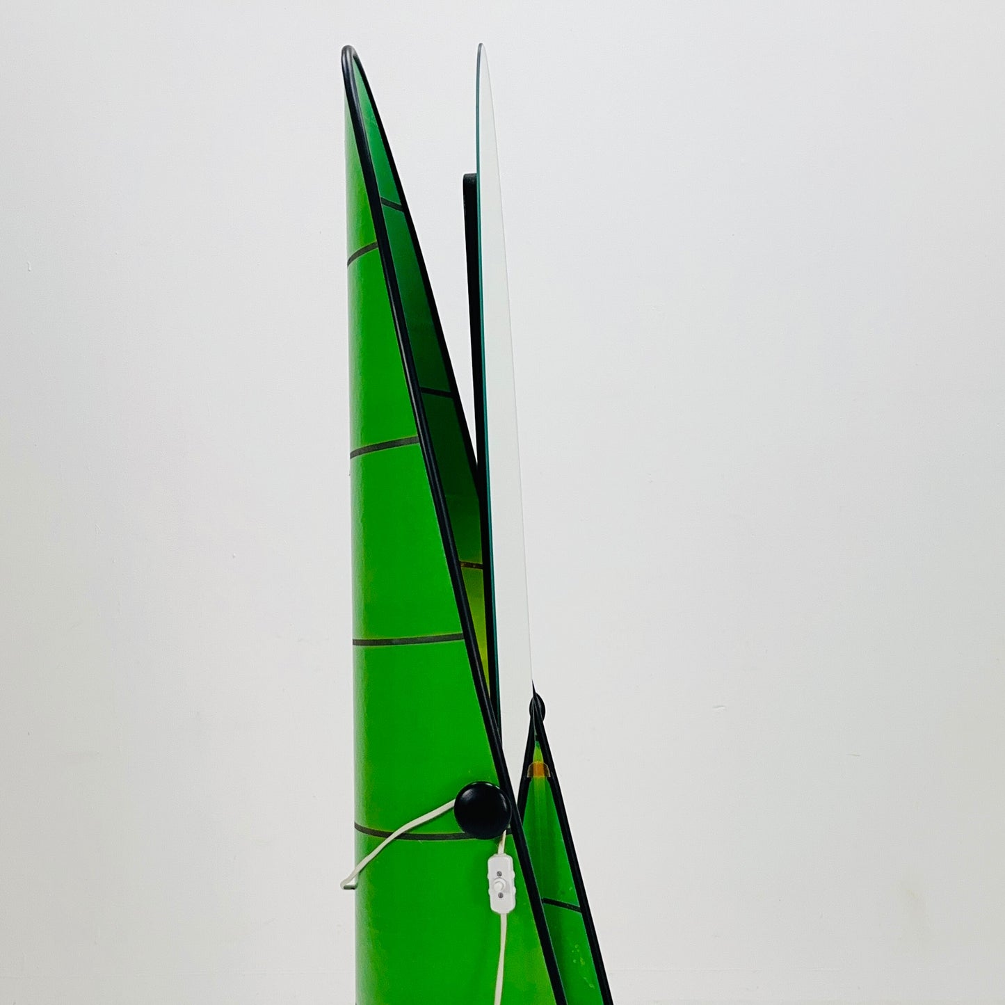 Space age green , "Roulette" floor mirror with backlight 1960s, AB Nybrofabriken, Fröseke, Sweden