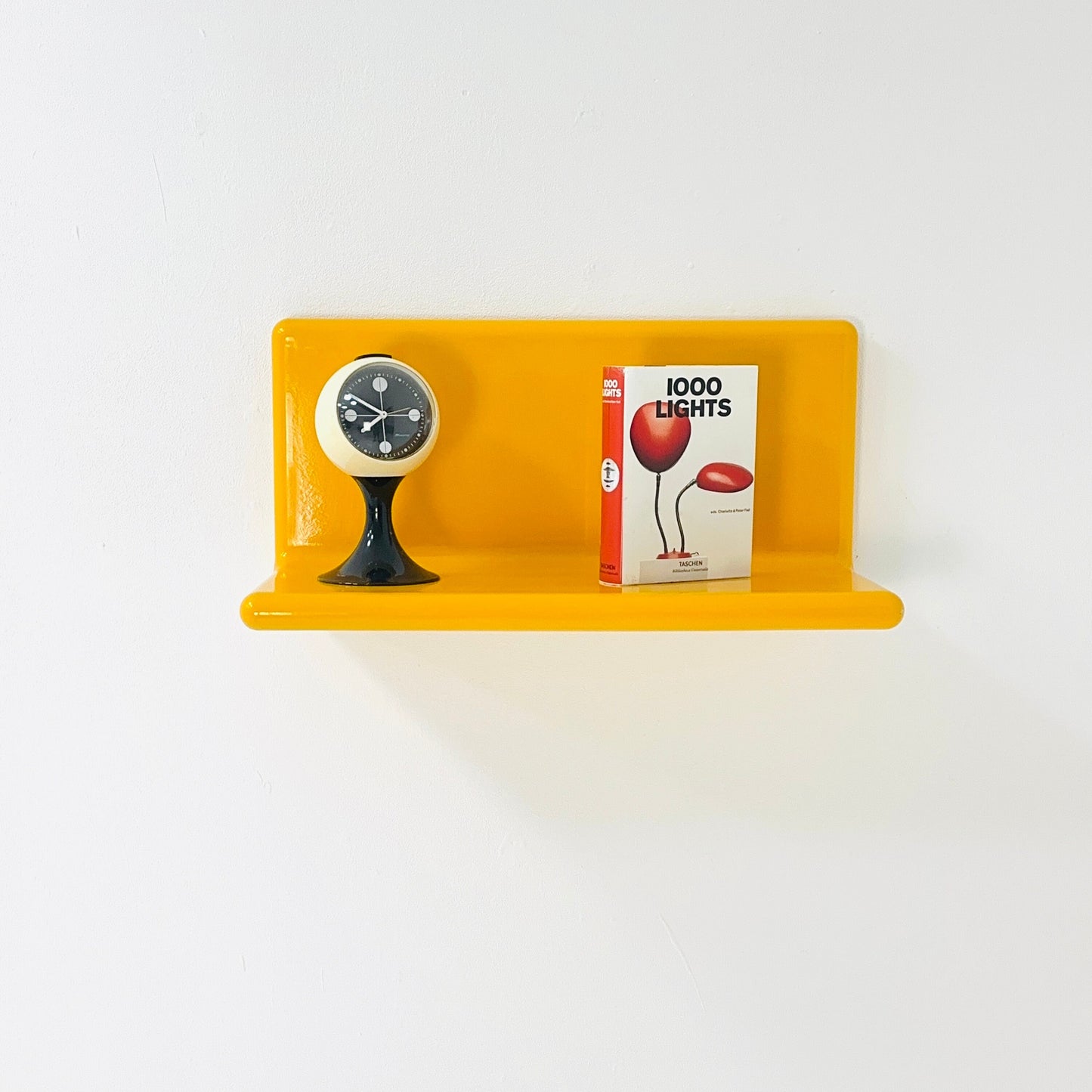 Space age retro yellow wall shelf , west Germany 1980s