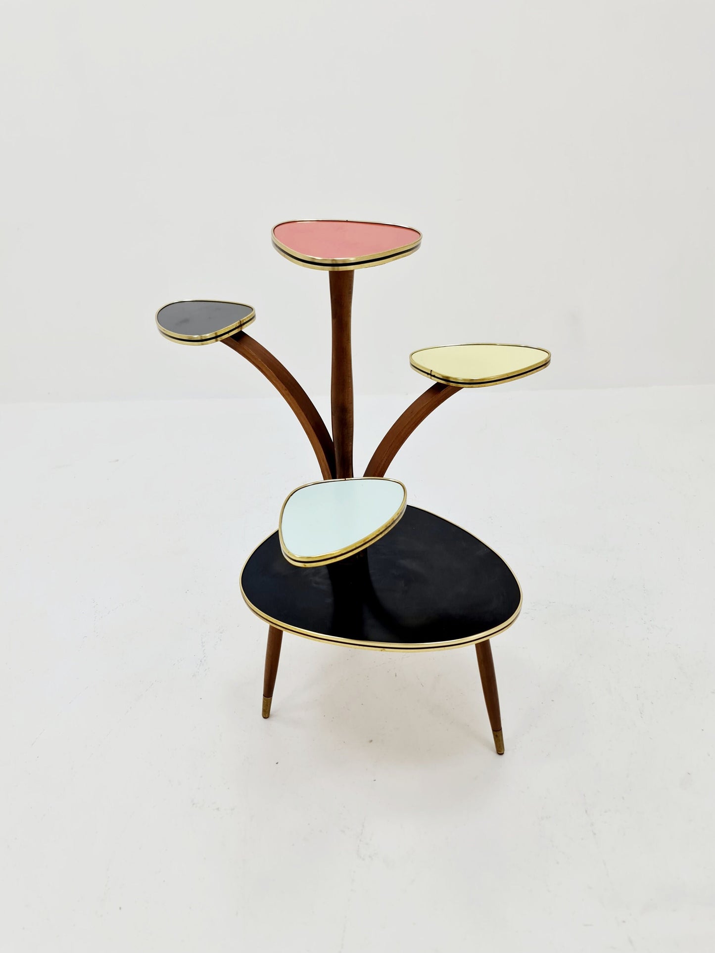 Big 1950s German Plant Stand, Colorful Vintage Mid-Century Minimalist Indoor Plant Stand Side Table Retro flower table