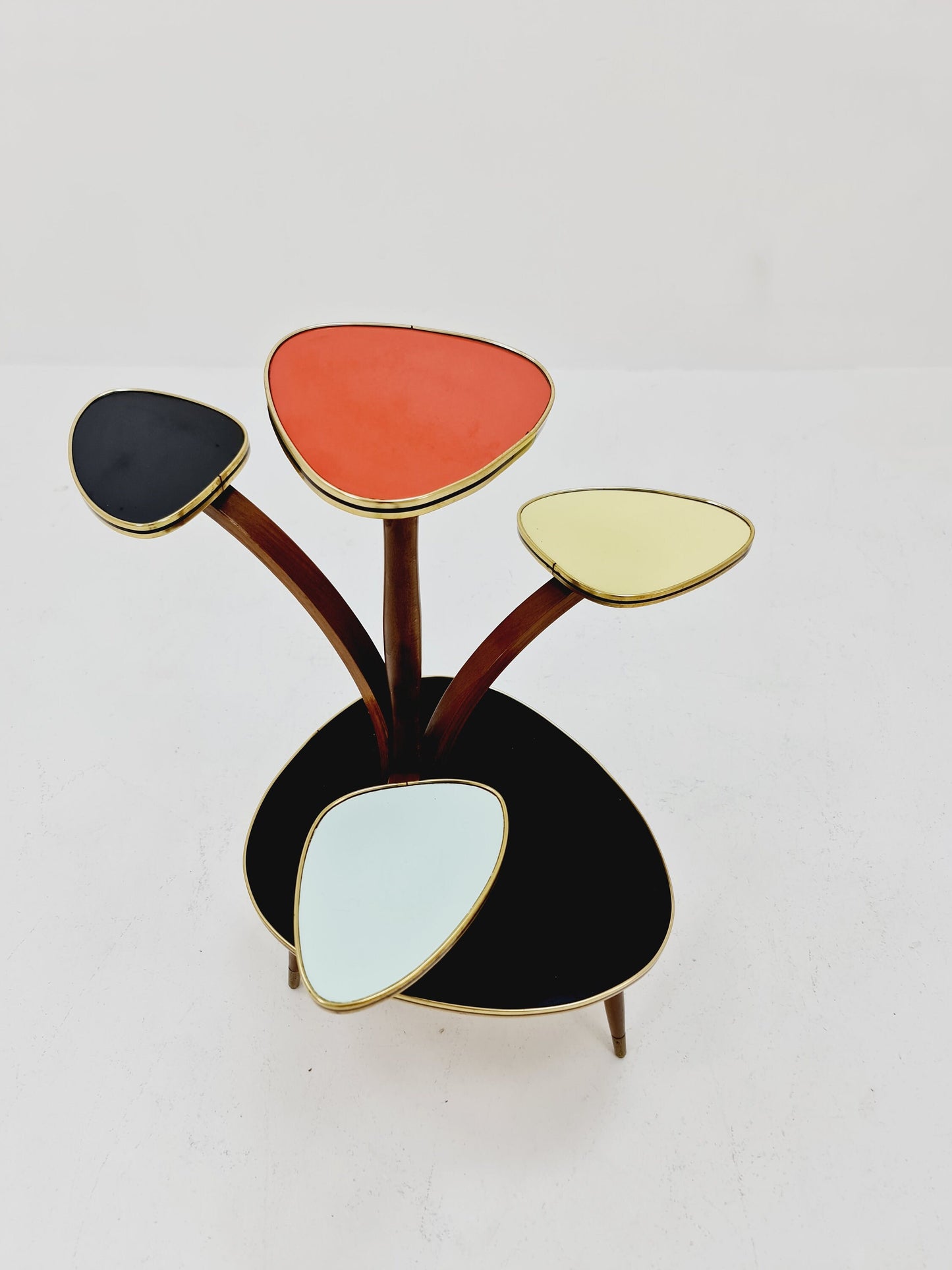 Big 1950s German Plant Stand, Colorful Vintage Mid-Century Minimalist Indoor Plant Stand Side Table Retro flower table