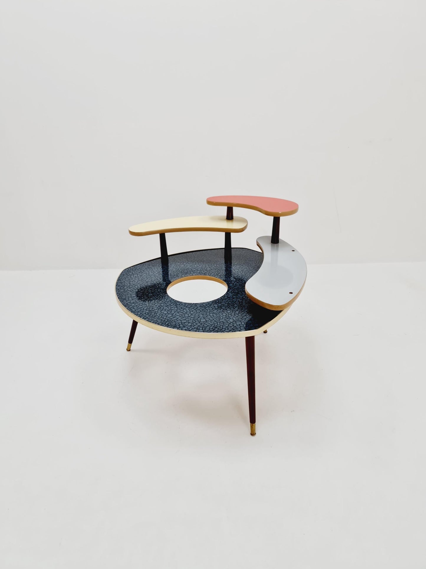 Big 1950s German Plant Stand, Colorful Vintage Mid-Century Minimalist Indoor Plant Stand Side Table Retro flower table