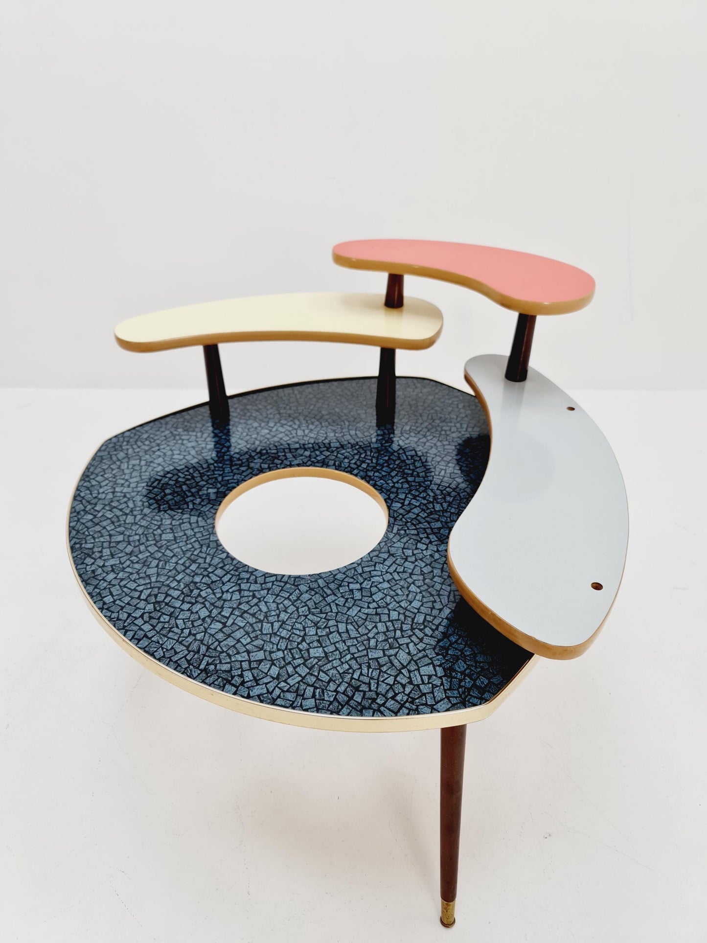 Big 1950s German Plant Stand, Colorful Vintage Mid-Century Minimalist Indoor Plant Stand Side Table Retro flower table