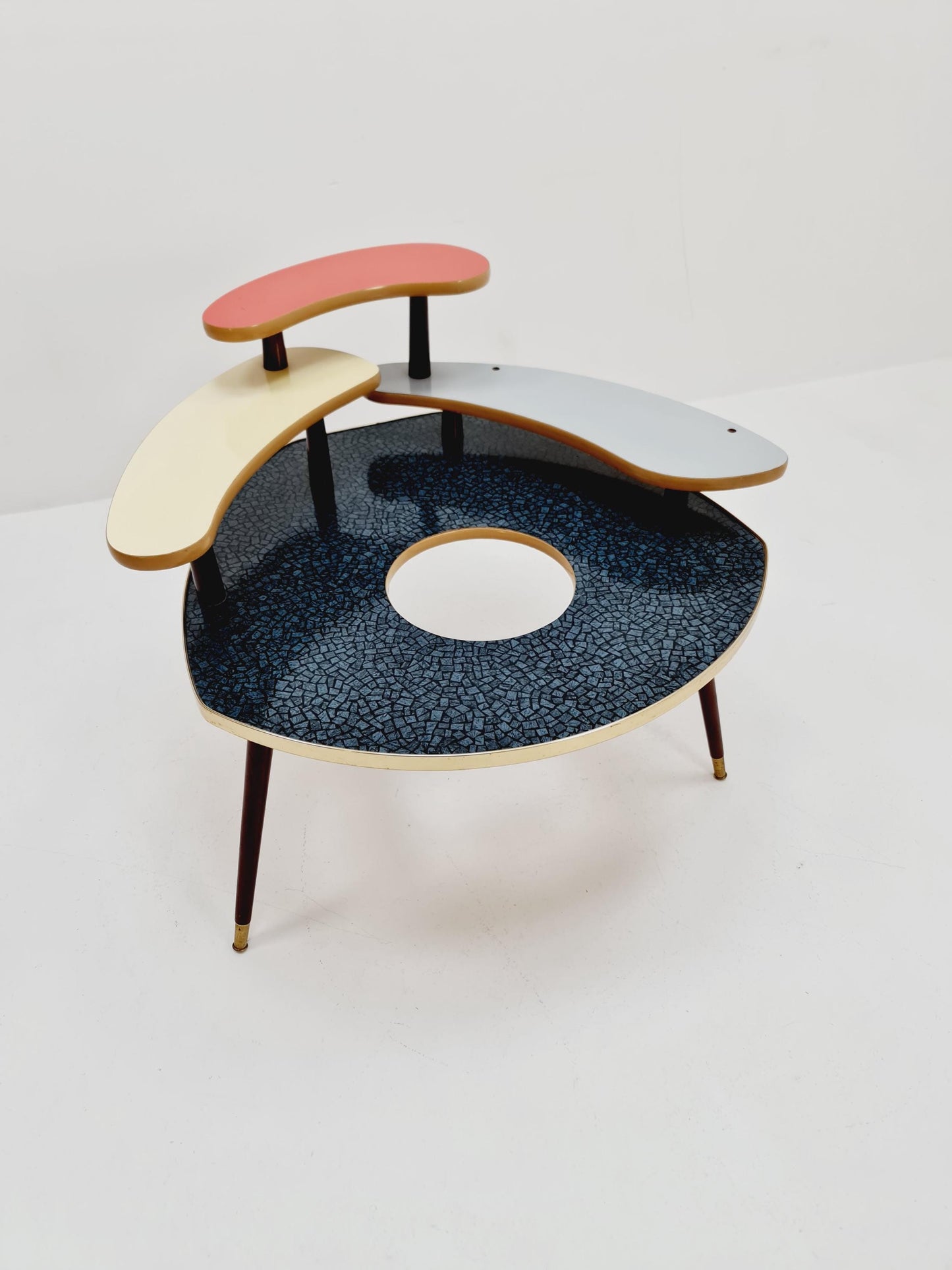 Big 1950s German Plant Stand, Colorful Vintage Mid-Century Minimalist Indoor Plant Stand Side Table Retro flower table
