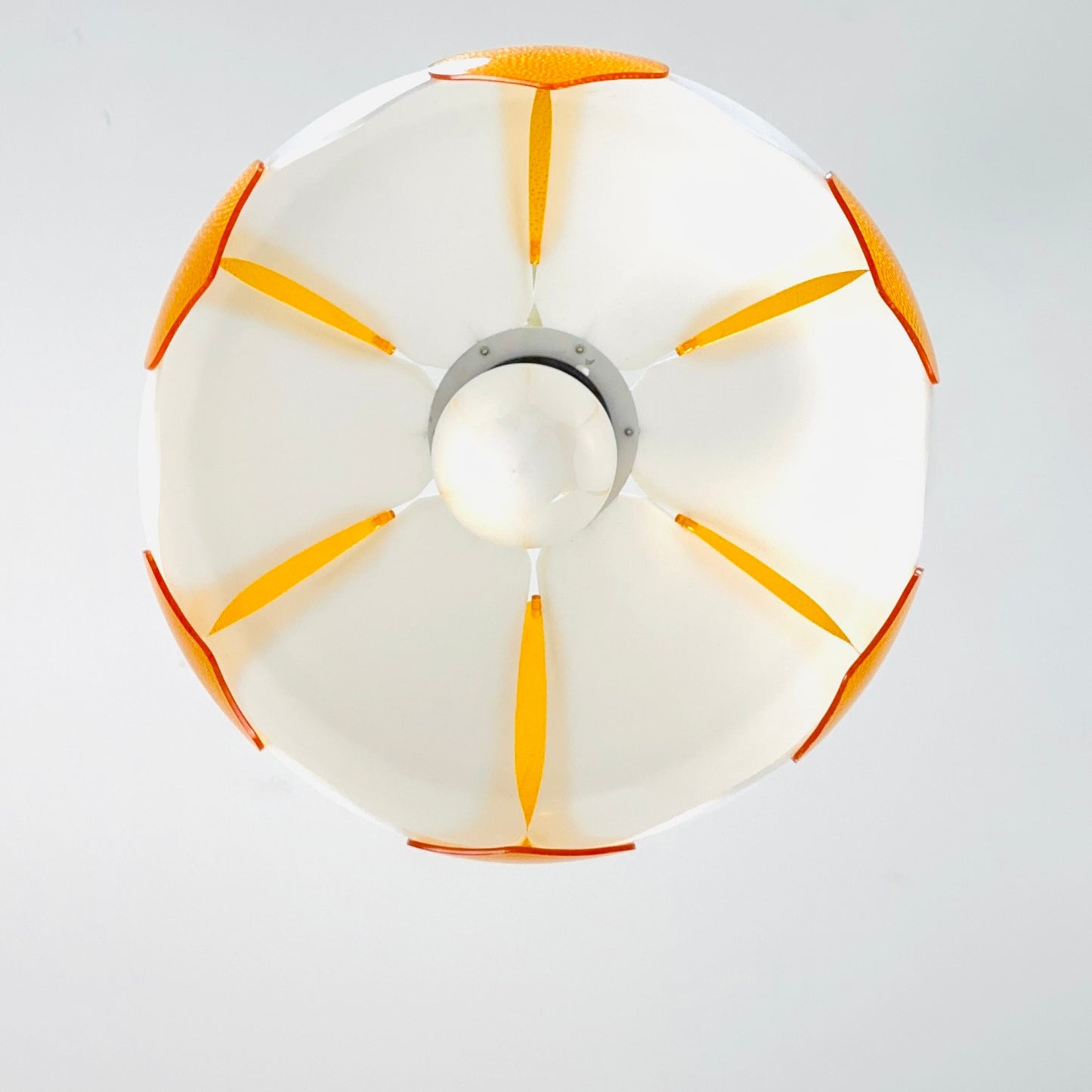 space age orange and white flower Pendant lamp 1980s west Germany