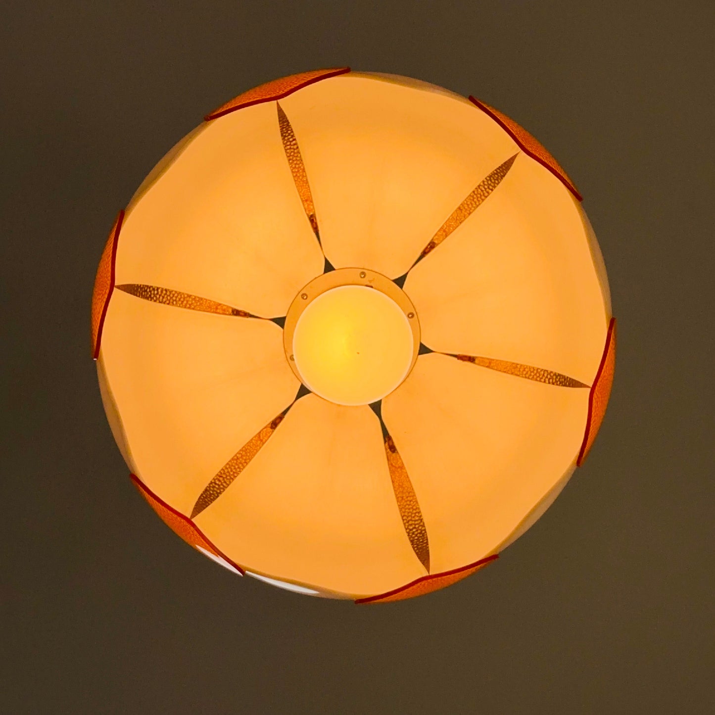 space age orange and white flower Pendant lamp 1980s west Germany
