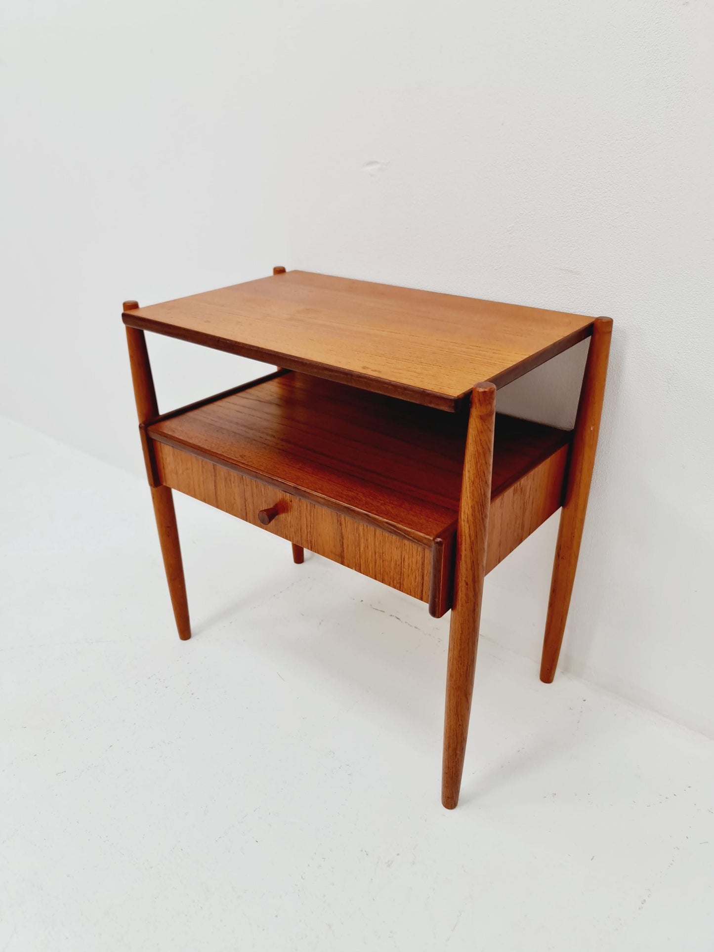 Danish Midcentury teak & brass side tables/ Bedside tables, 1960s