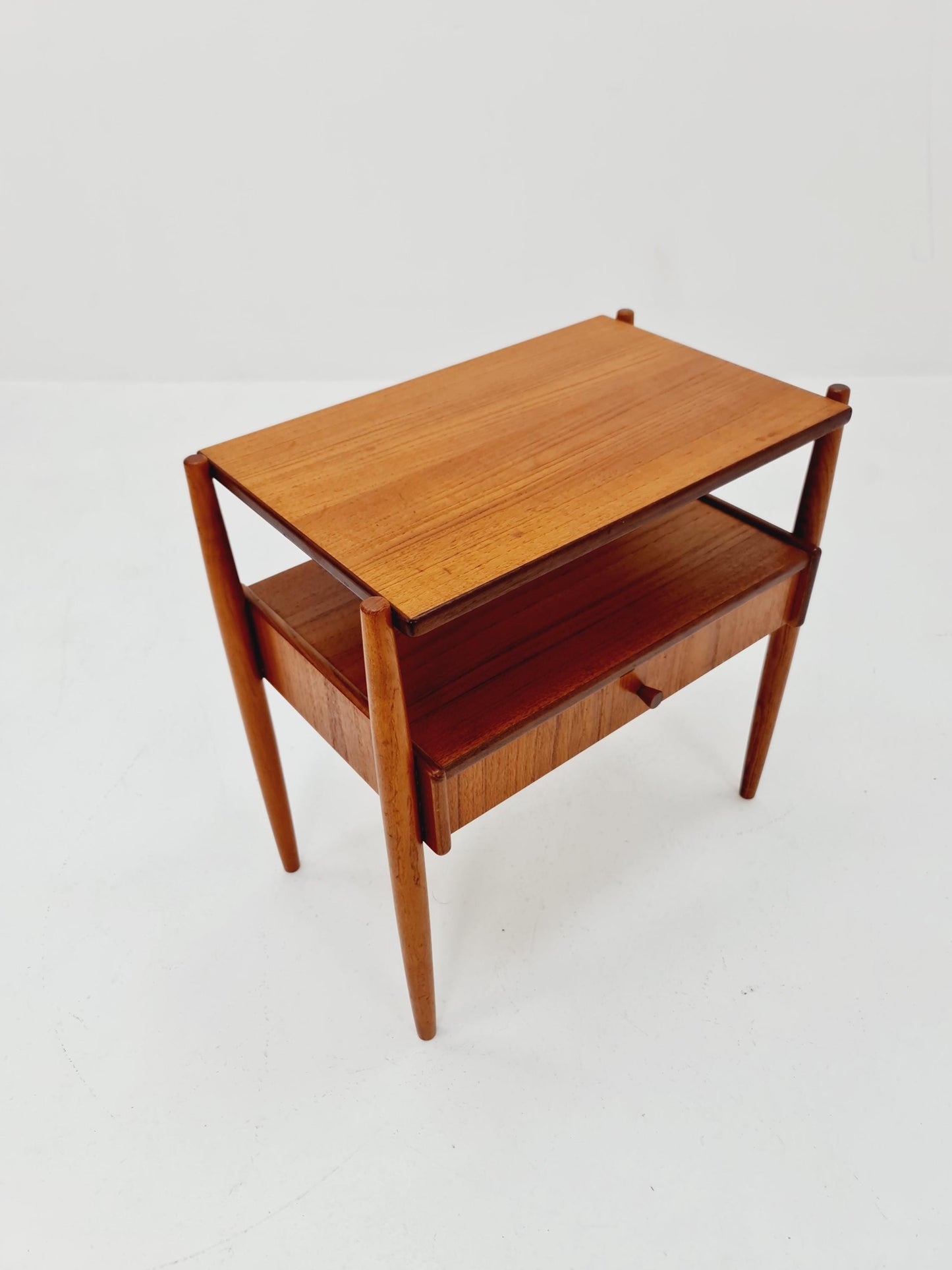 Danish Midcentury teak & brass side tables/ Bedside tables, 1960s
