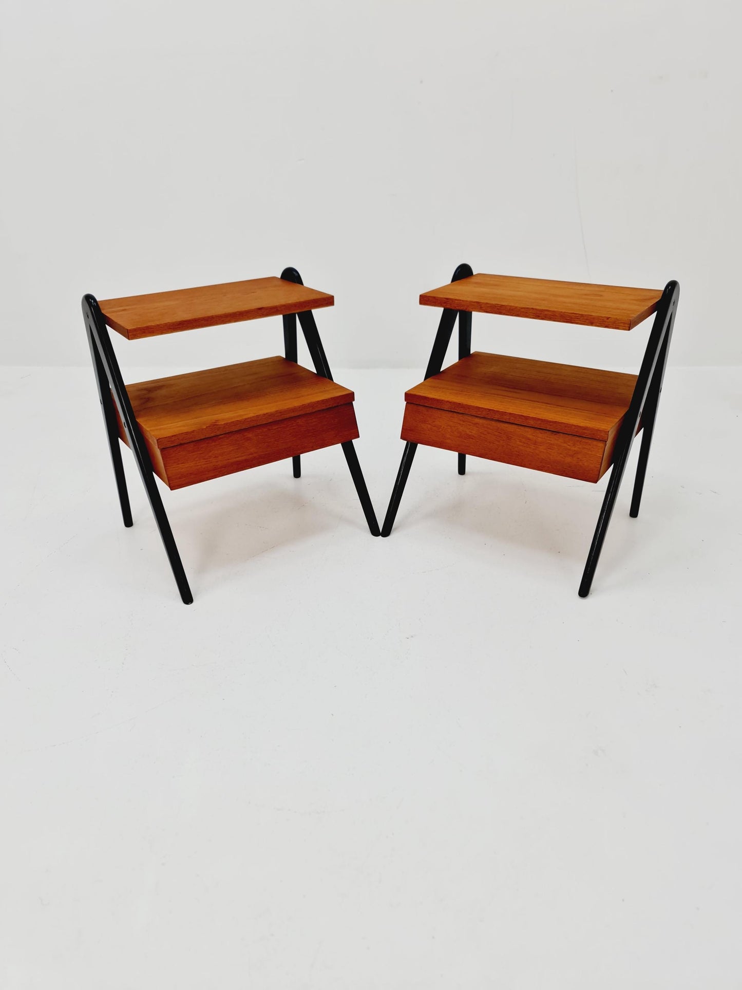 Pair of Danish teak vintage bedside tables/ Night stands, 1960s