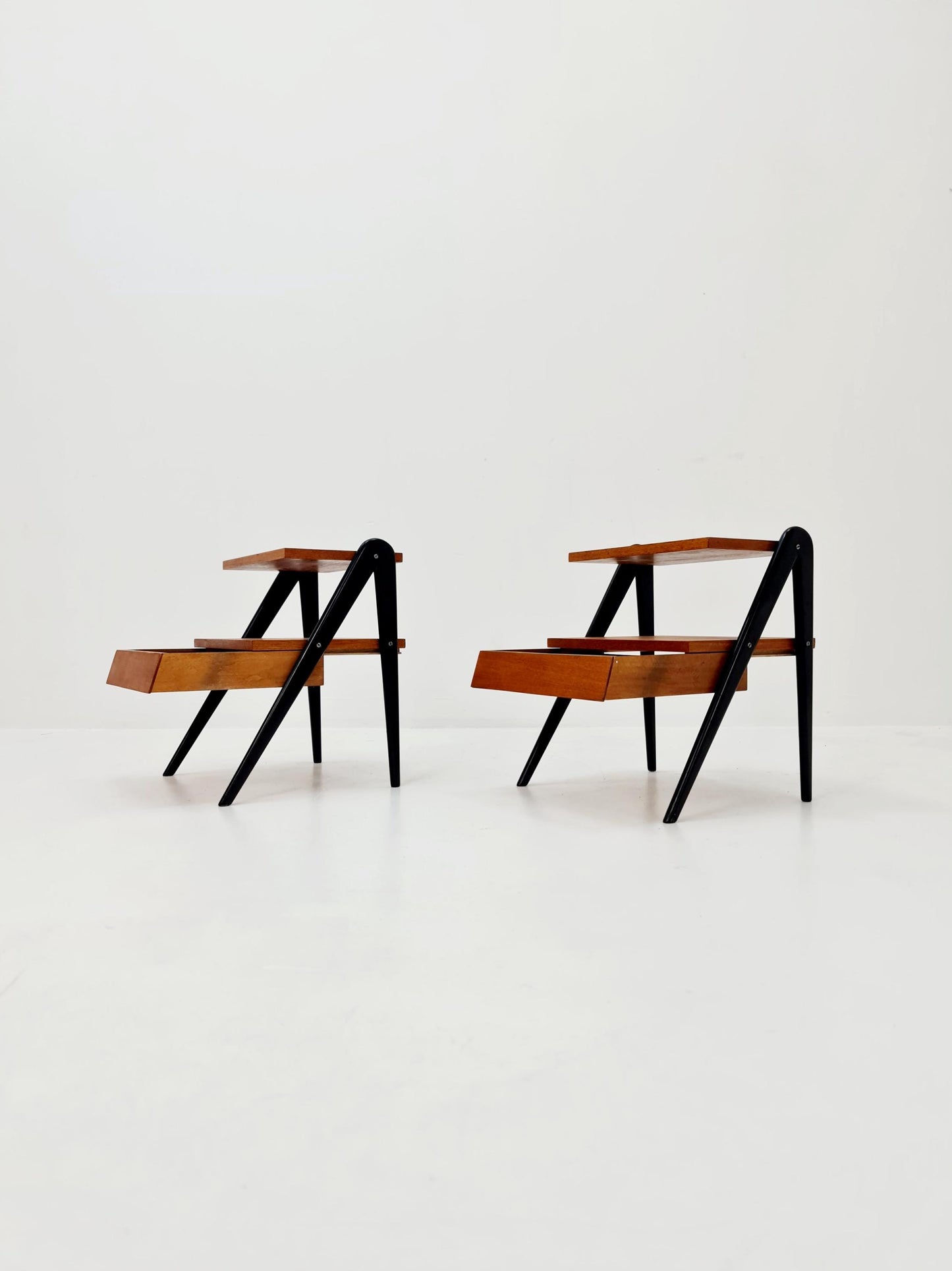 Pair of Danish teak vintage bedside tables/ Night stands, 1960s