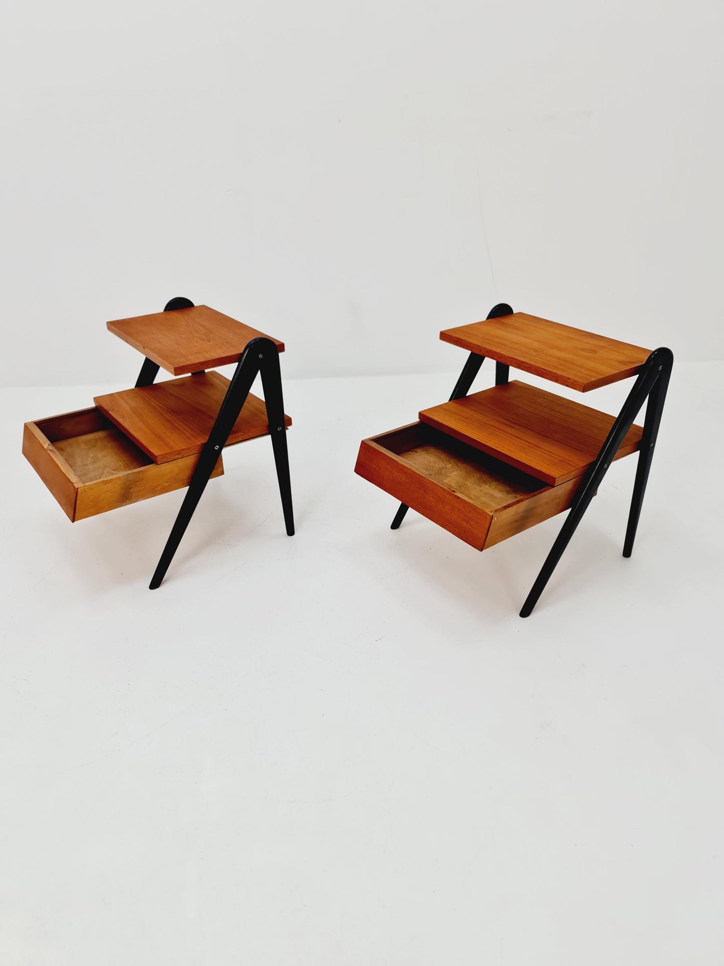 Pair of Danish teak vintage bedside tables/ Night stands, 1960s