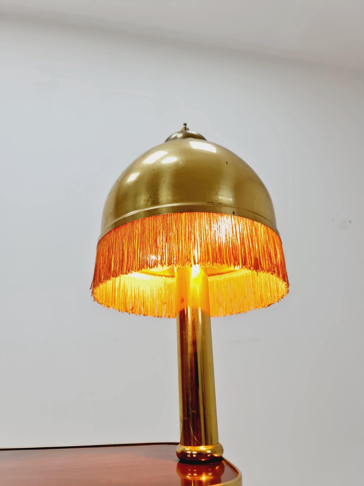 Rare Midcentury German tripod floor lamp , sidetabale Brass , 1950s