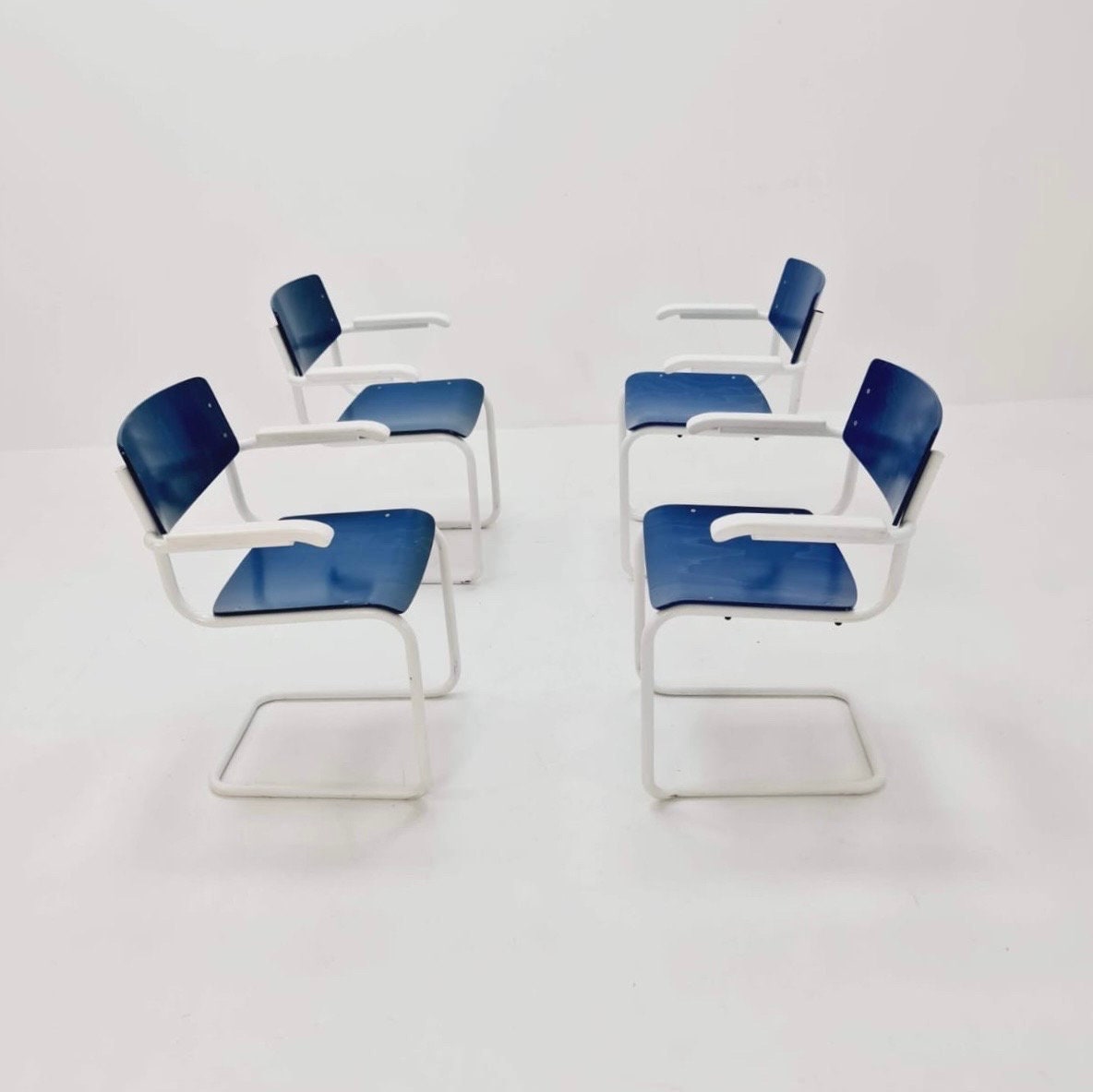 Set of 4 Mid century Bauhaus Thonet / S 43 F / cantilever chairs by Thonet Orginal Germany 1970S