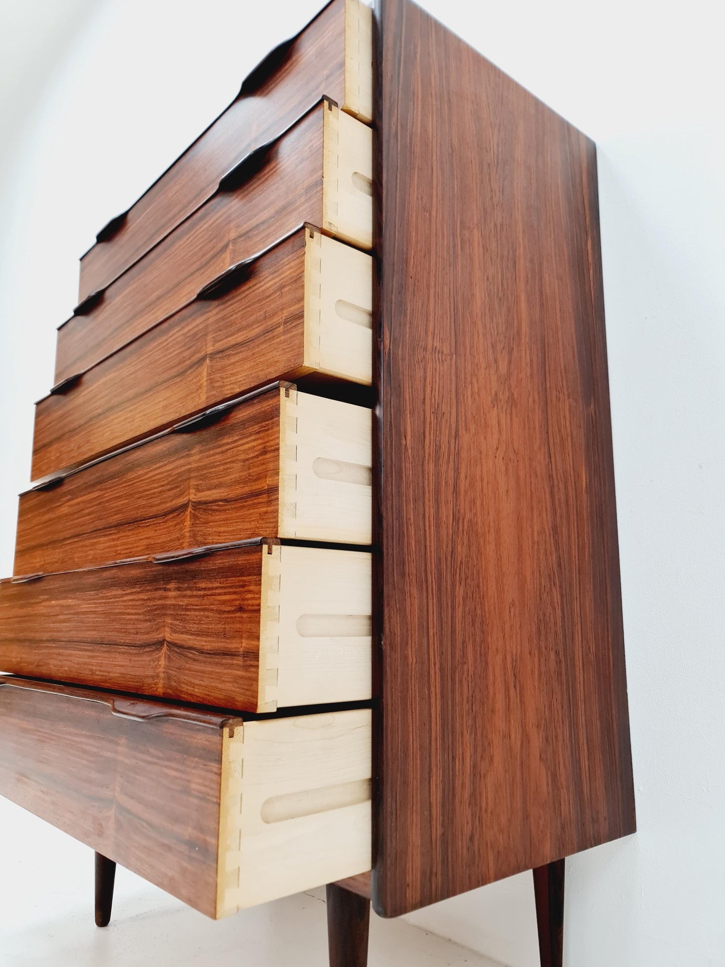 Midcentury Danish chest of drawers, 6 drawer dresser, cabinet By Fredericica, 1960s