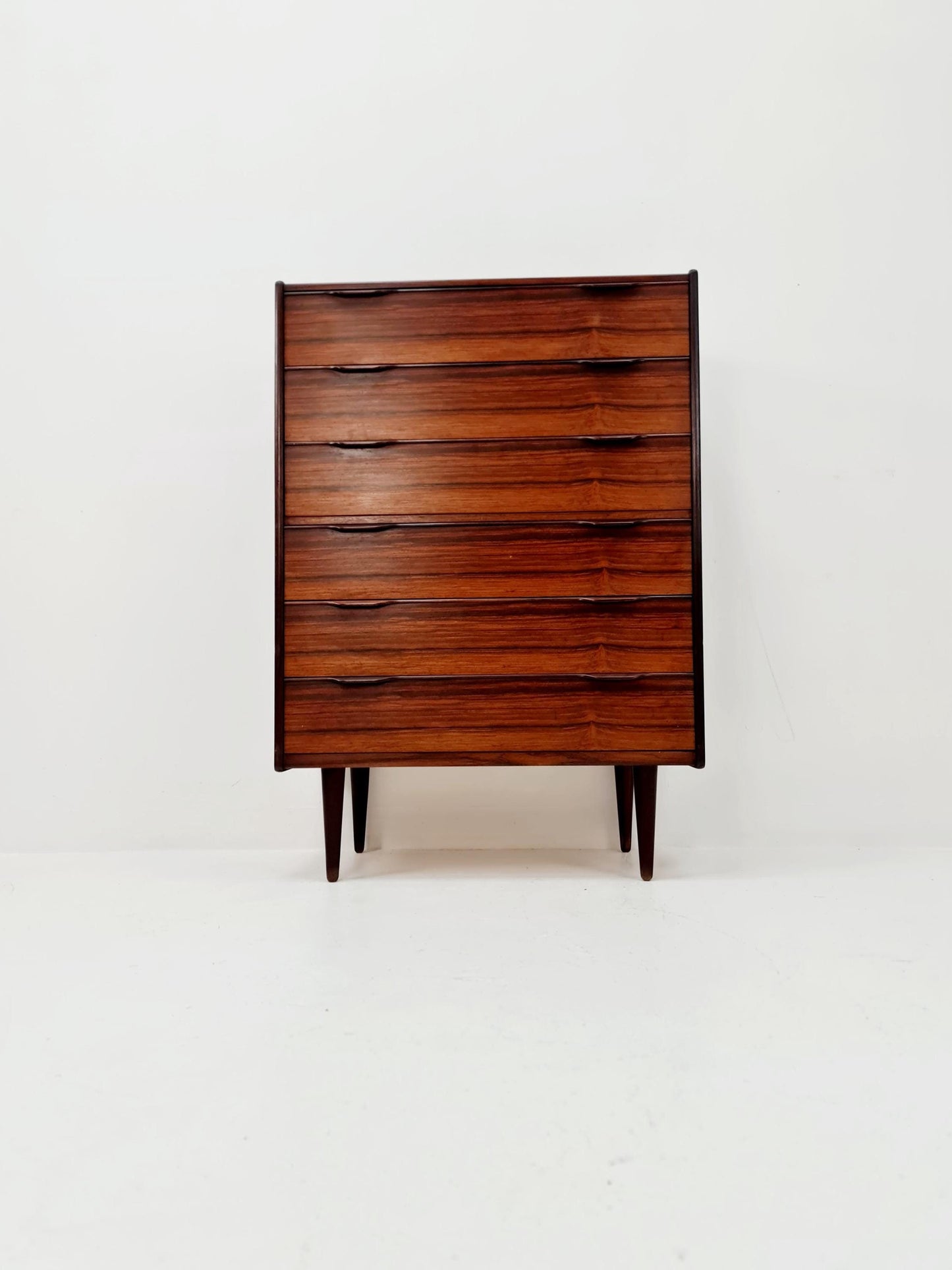Midcentury Danish chest of drawers, 6 drawer dresser, cabinet By Fredericica, 1960s