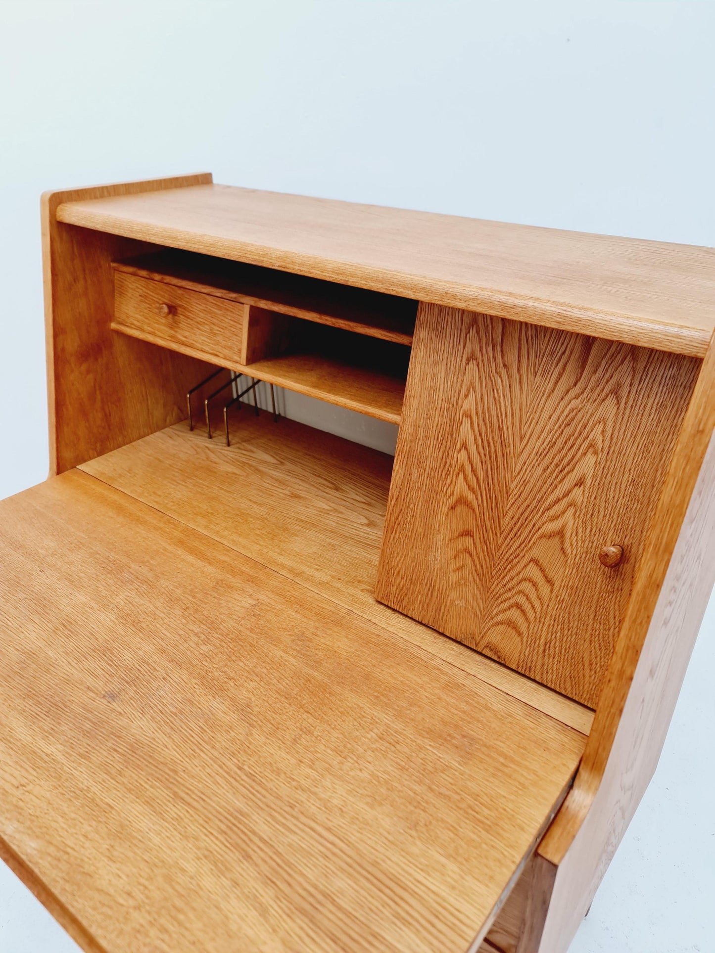 Midcentury Danish vintage oak secretary, vanity /Make up table By Arne Wahl Iversen, 1960s