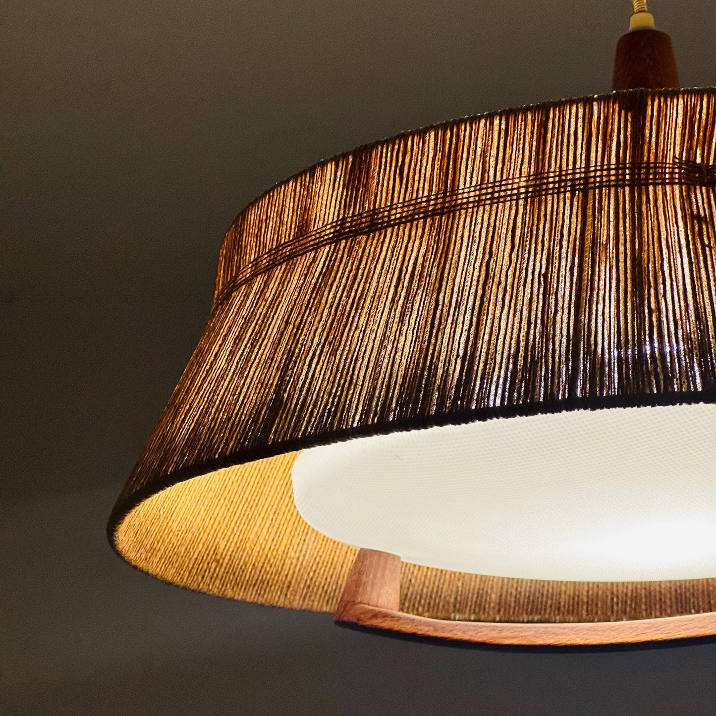 Mid century Pendant lamp sisal by Temde 1960s Germany