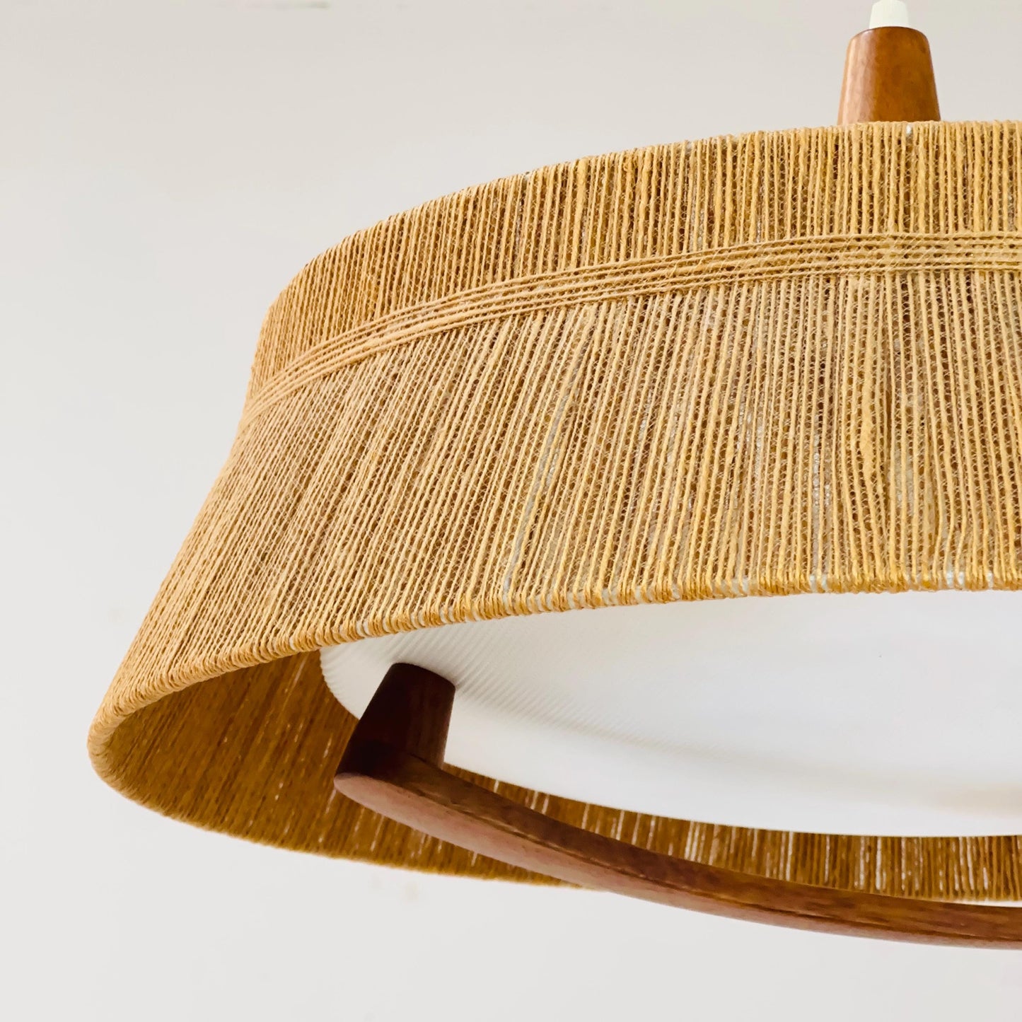 Mid century Pendant lamp sisal by Temde 1960s Germany