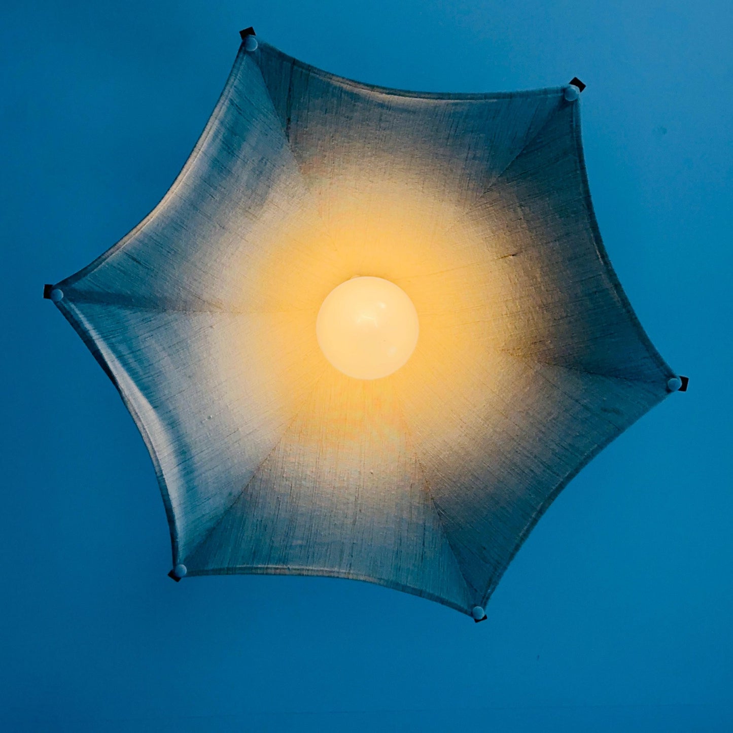 Mid century Wooden Pendant Light with Textile Shade by Domus Germany, 1970s