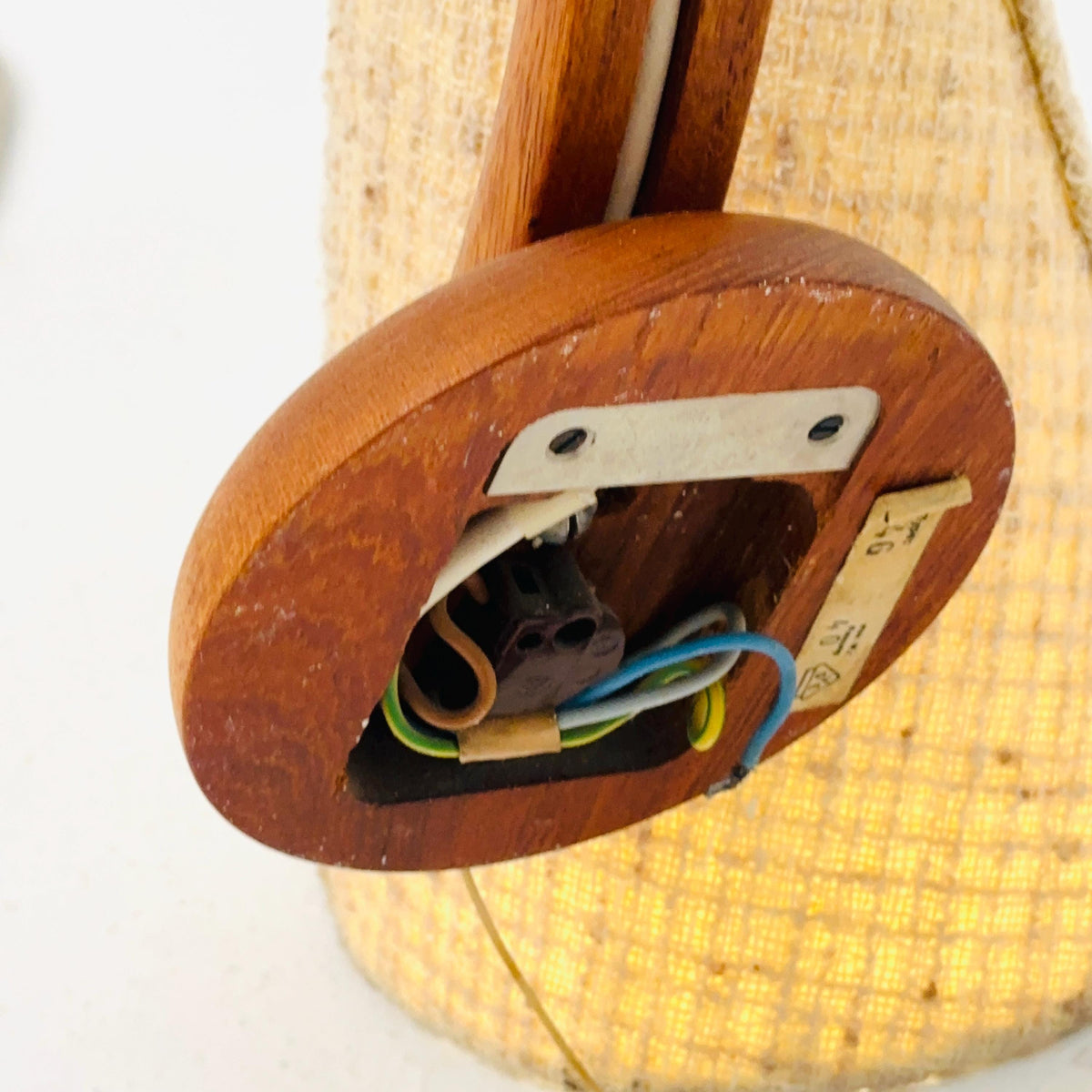 Mid century Teak wall Lamp with Cord Shade by E. R. Nele for Temde, 1960s