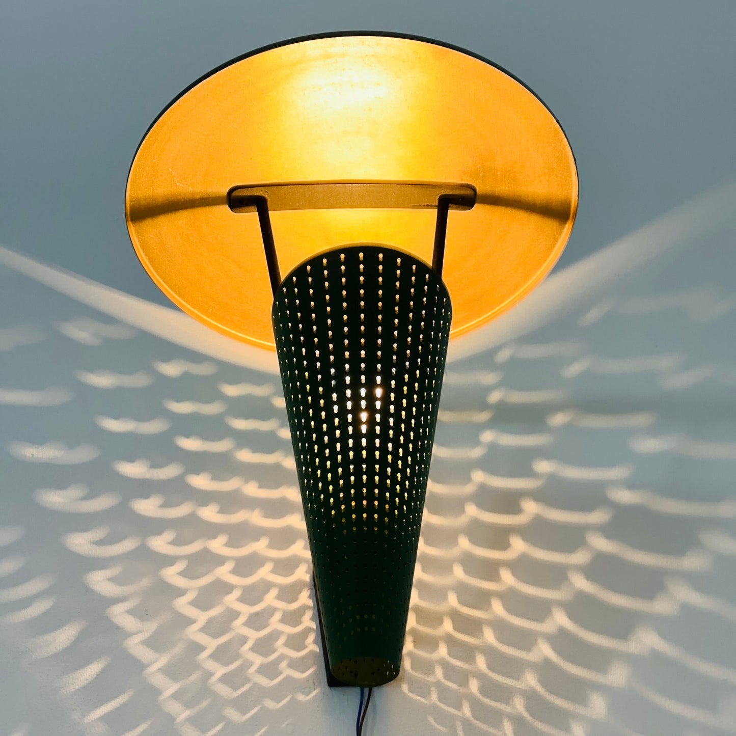 Mid century Metal & brass wall lamp by Jacques Biny, 1950s
