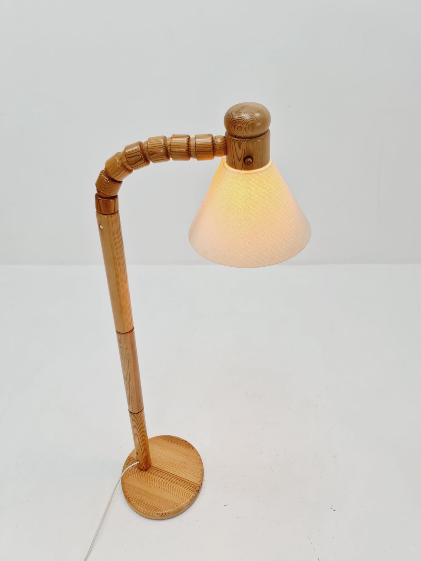 Vintage Swedish pine floor lamp by Solbackens Svarveri AB, 1970s