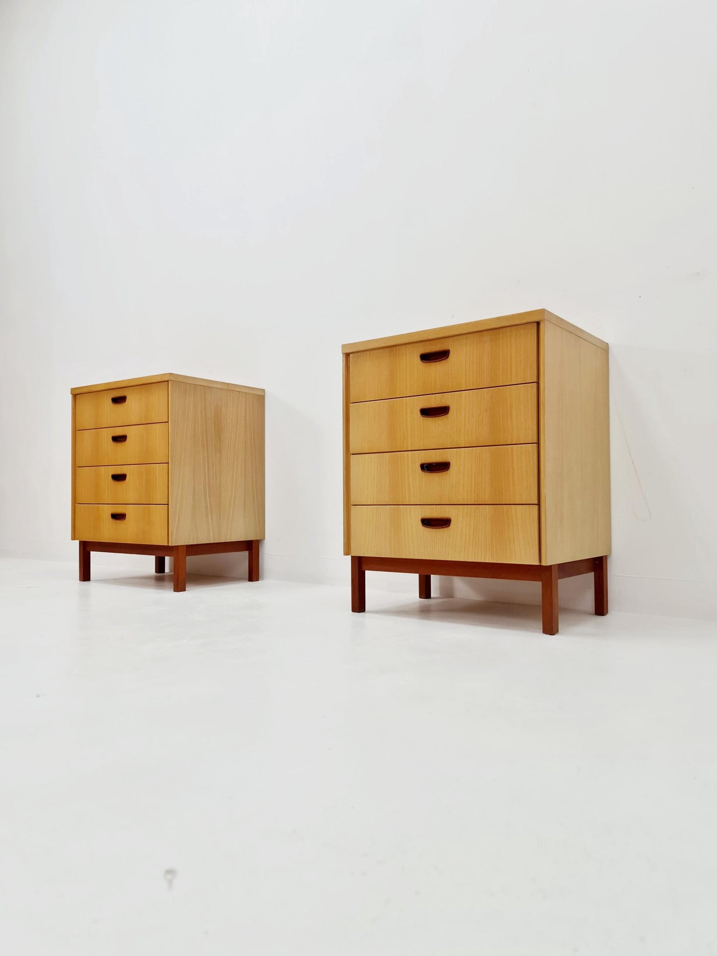 German Mid century Ash and Teak nightstands/ bedside tables BY WK Möbel , 1960s