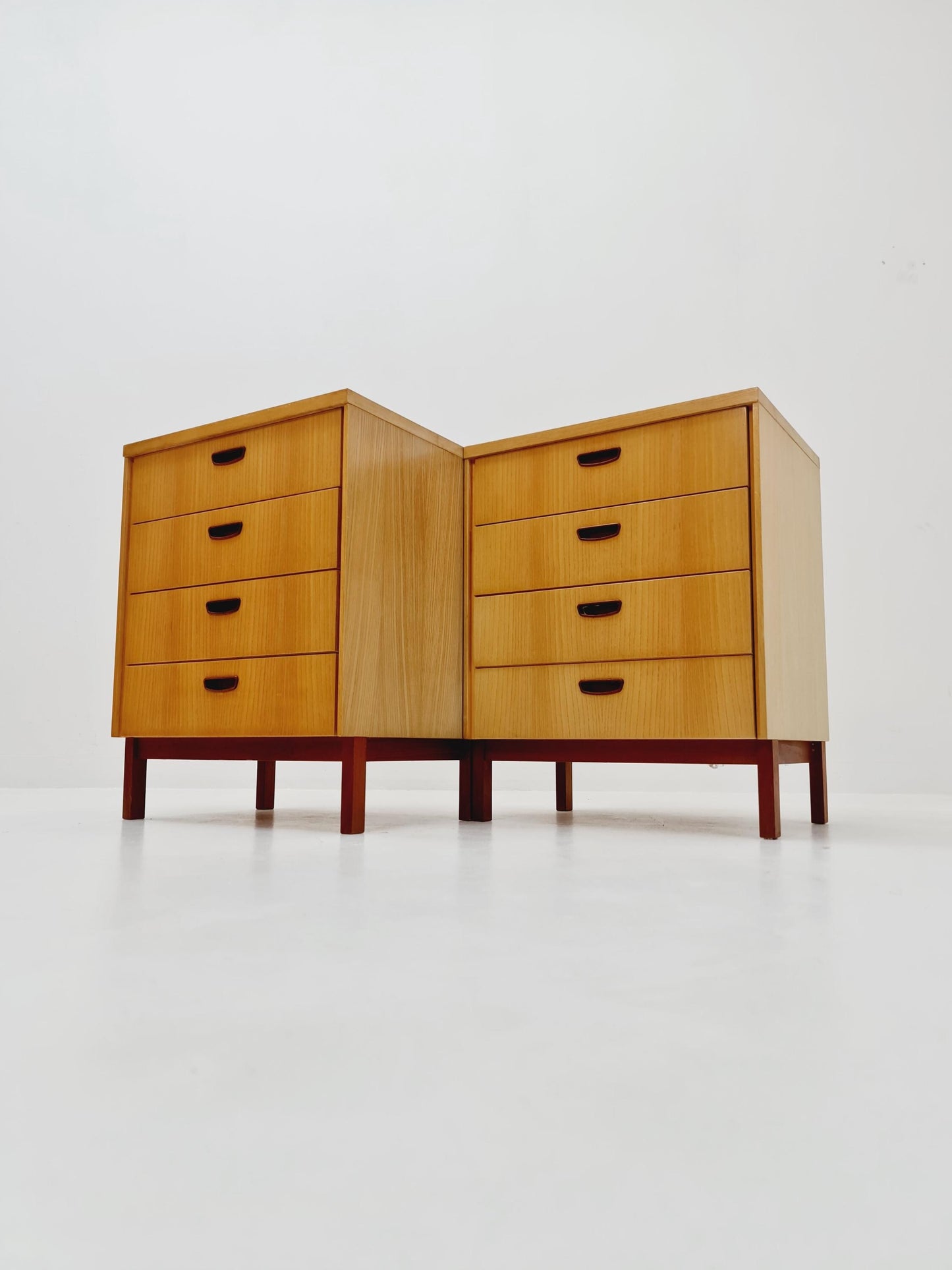 German Mid century Ash and Teak nightstands/ bedside tables BY WK Möbel , 1960s