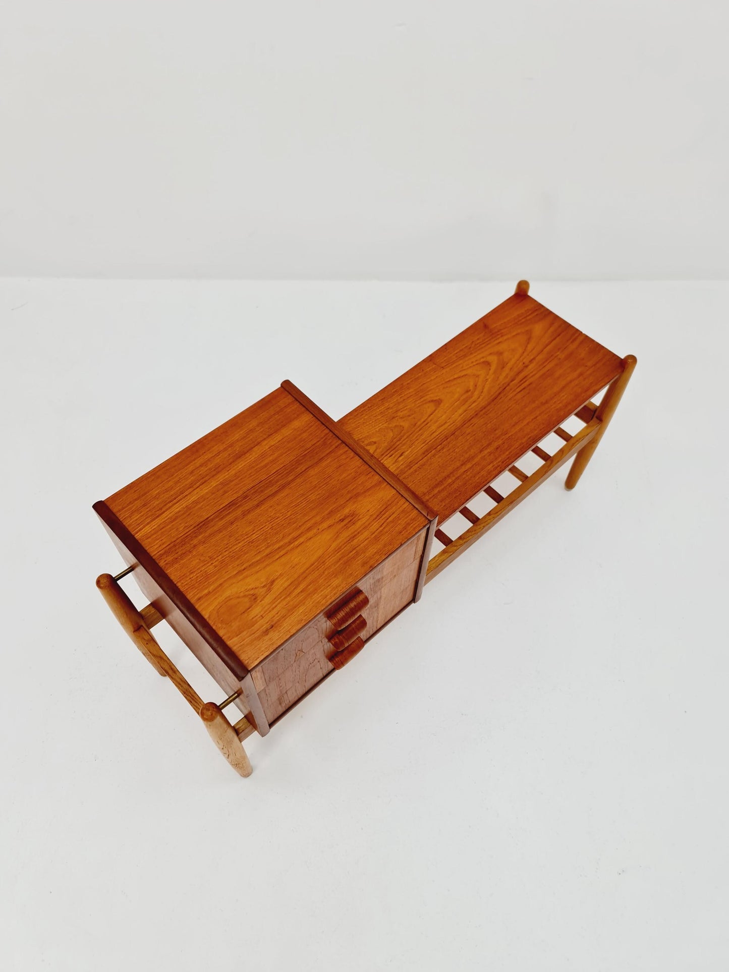Danish teak & oak telefon table/ hallway table Arne wahl Iversen, 1960s
