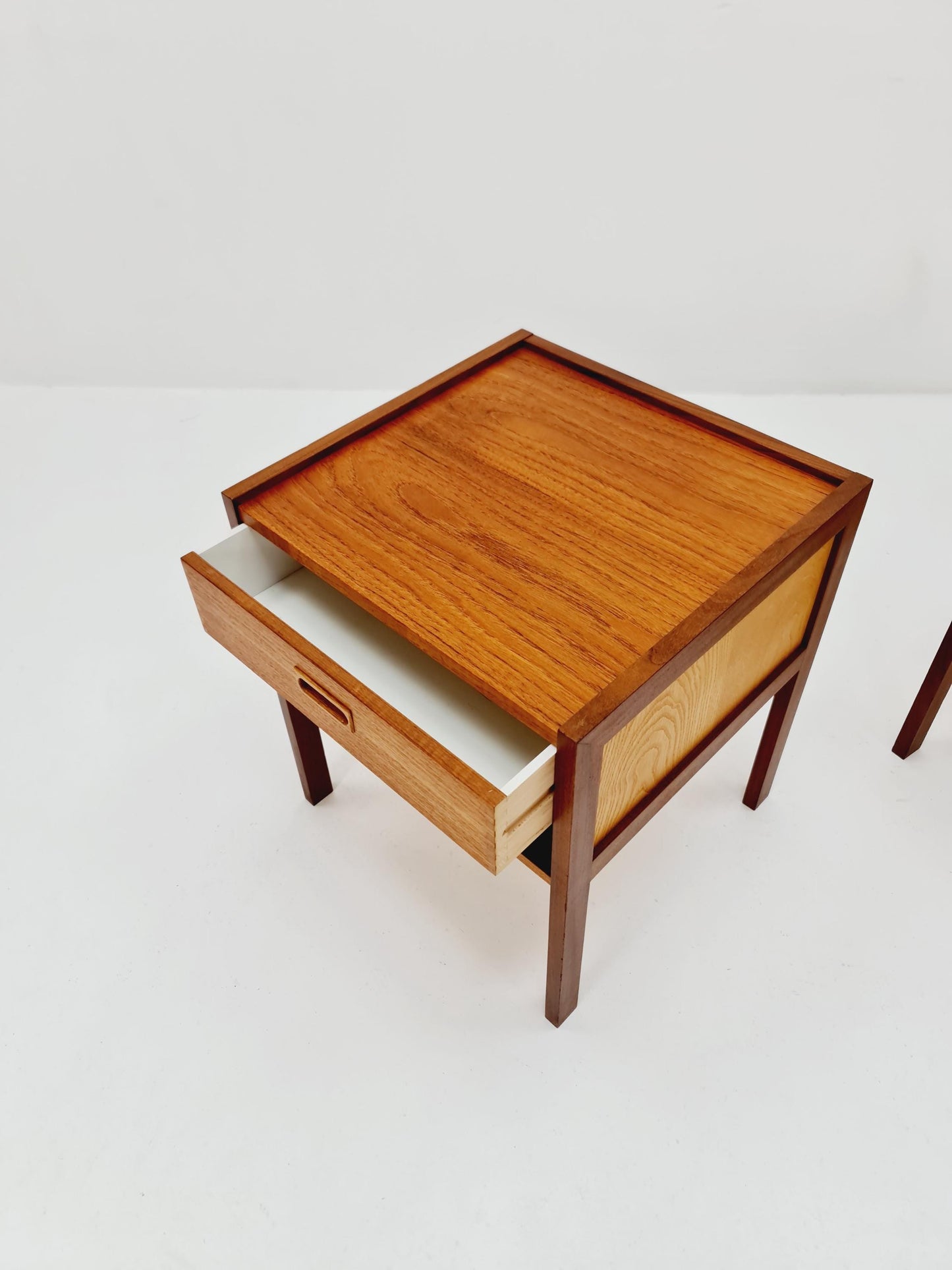 Mid century Danish teak & beech bedside tables/ nightstands by Bengt Ruda, set of 2