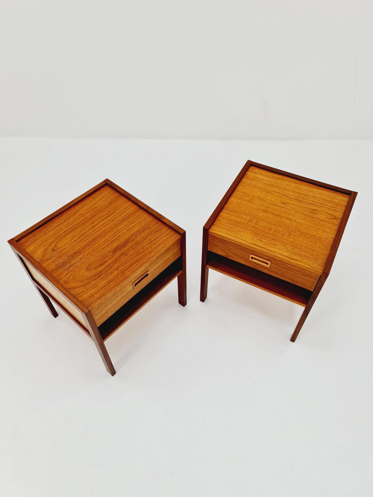 Mid century Danish teak & beech bedside tables/ nightstands by Bengt Ruda, set of 2