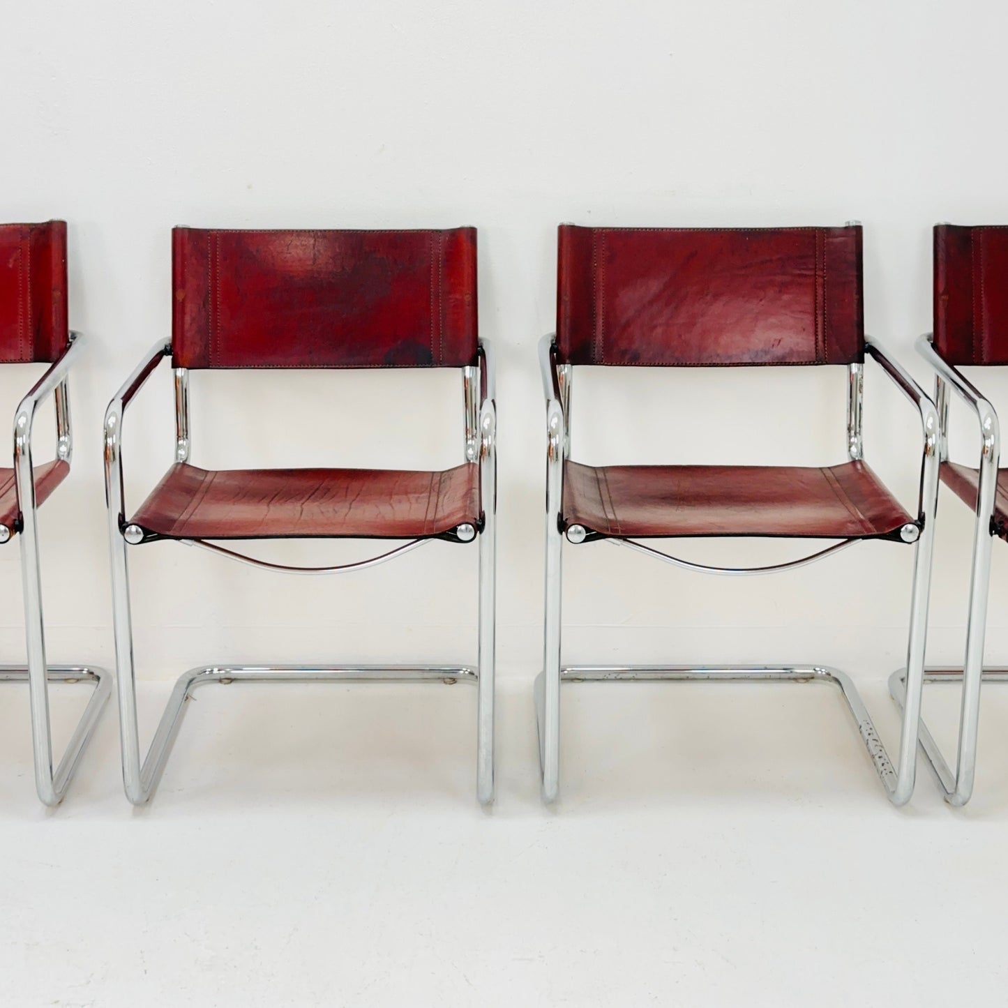 Set of 4 Bauhaus Mid century Model MG5 Centro Studi desk chair by Mart Stam & Marcel Breuer for Matteo Grassi, 1970s