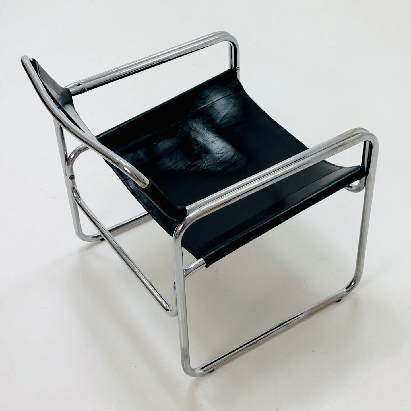 Mid century Bauhaus Jox Interni leather and tubular steel armchair 1970s Italy