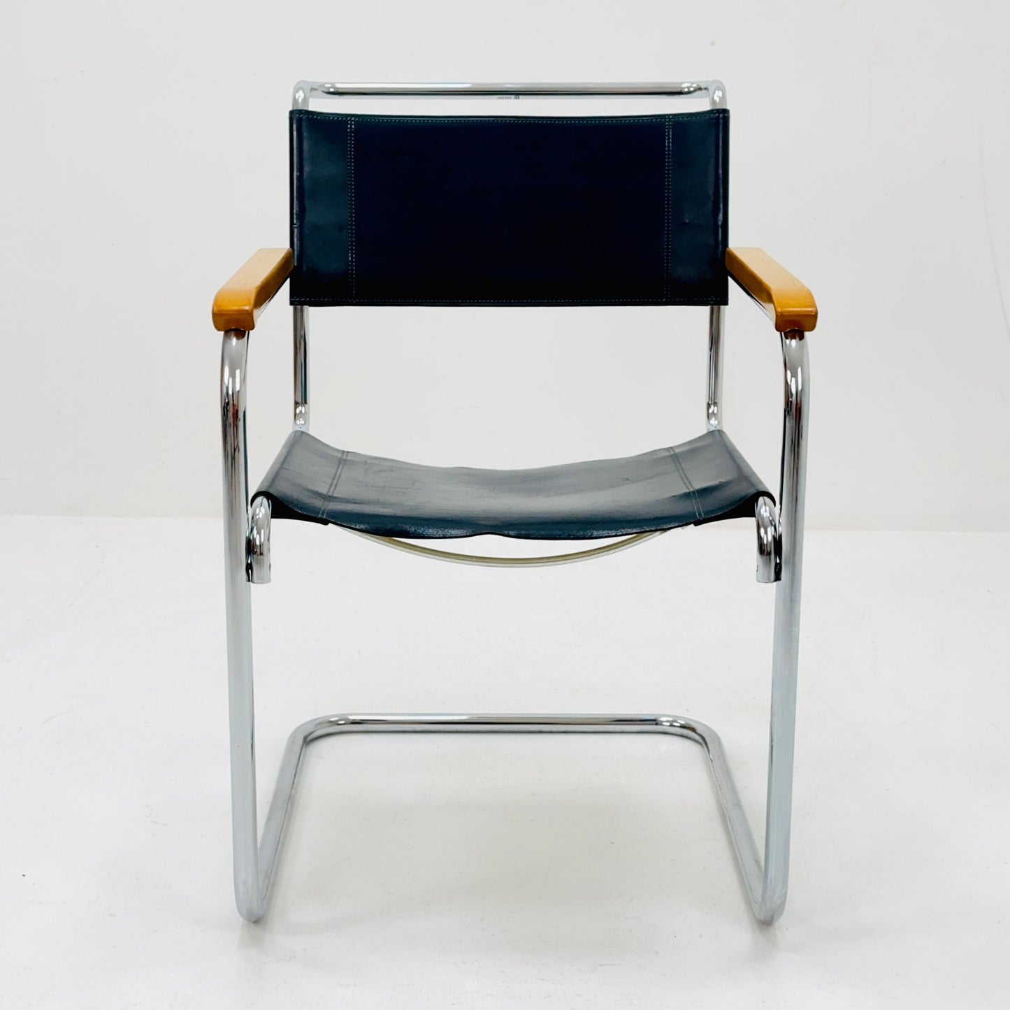 1 of 24 Bauhaus S34 black leather iconic armchair by mart Stam for Thonet 1980s