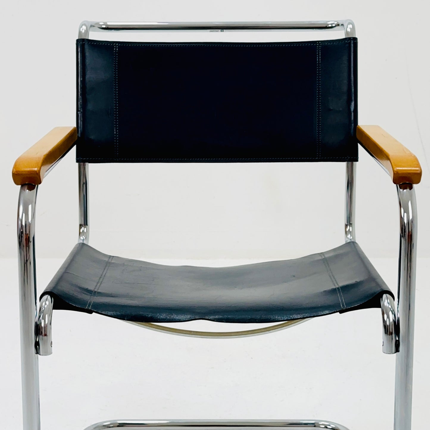 1 of 24 Bauhaus S34 black leather iconic armchair by mart Stam for Thonet 1980s