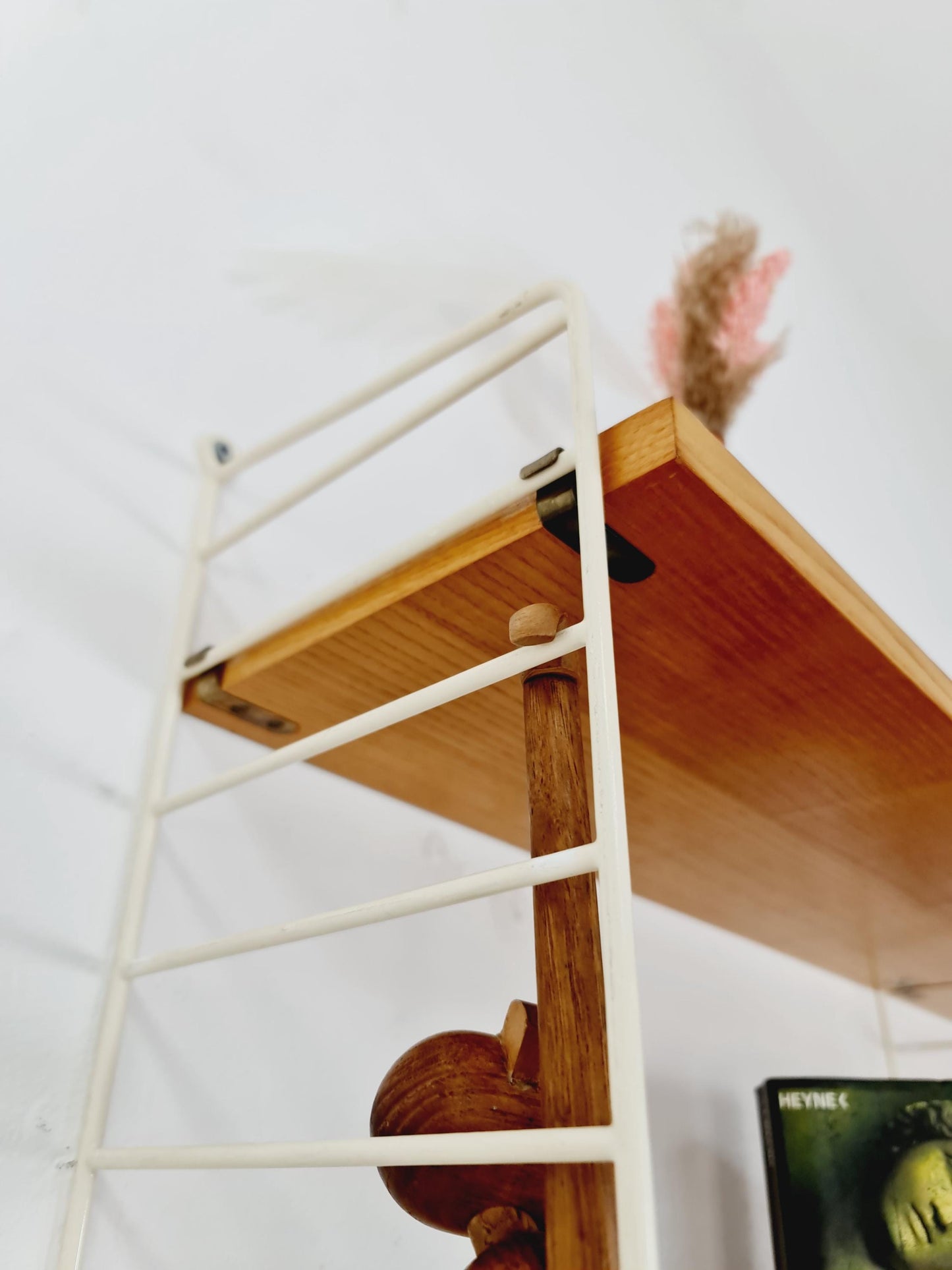 Original MCM Ash shelving system - consists of Black lacquered metal ladders, from string Stockholm 1960s
