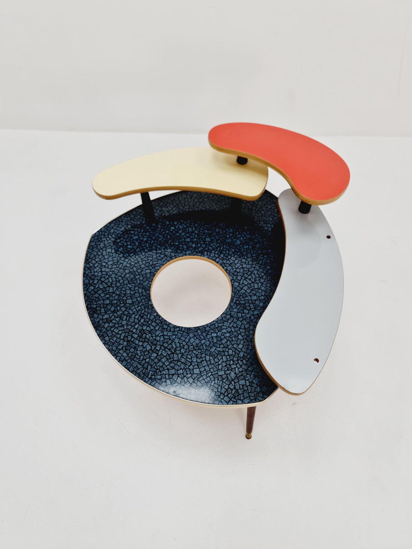 Big 1950s German Plant Stand, Colorful Vintage Mid-Century Minimalist Indoor Plant Stand Side Table Retro flower table