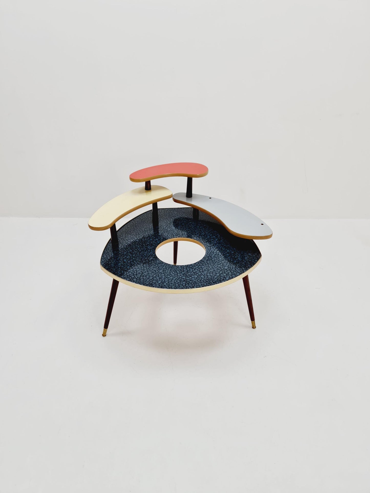 Big 1950s German Plant Stand, Colorful Vintage Mid-Century Minimalist Indoor Plant Stand Side Table Retro flower table