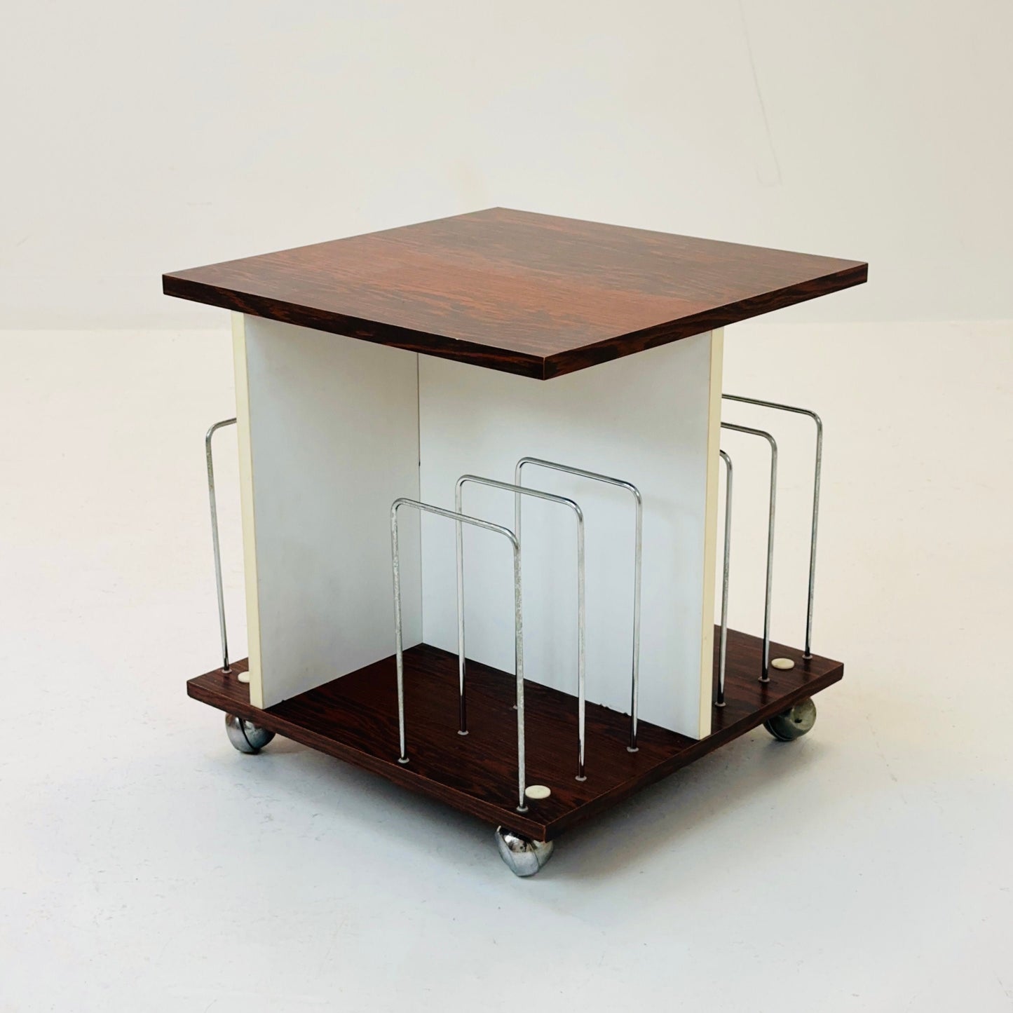 Rare Space Age trolley with magazine rack 1970s Germany