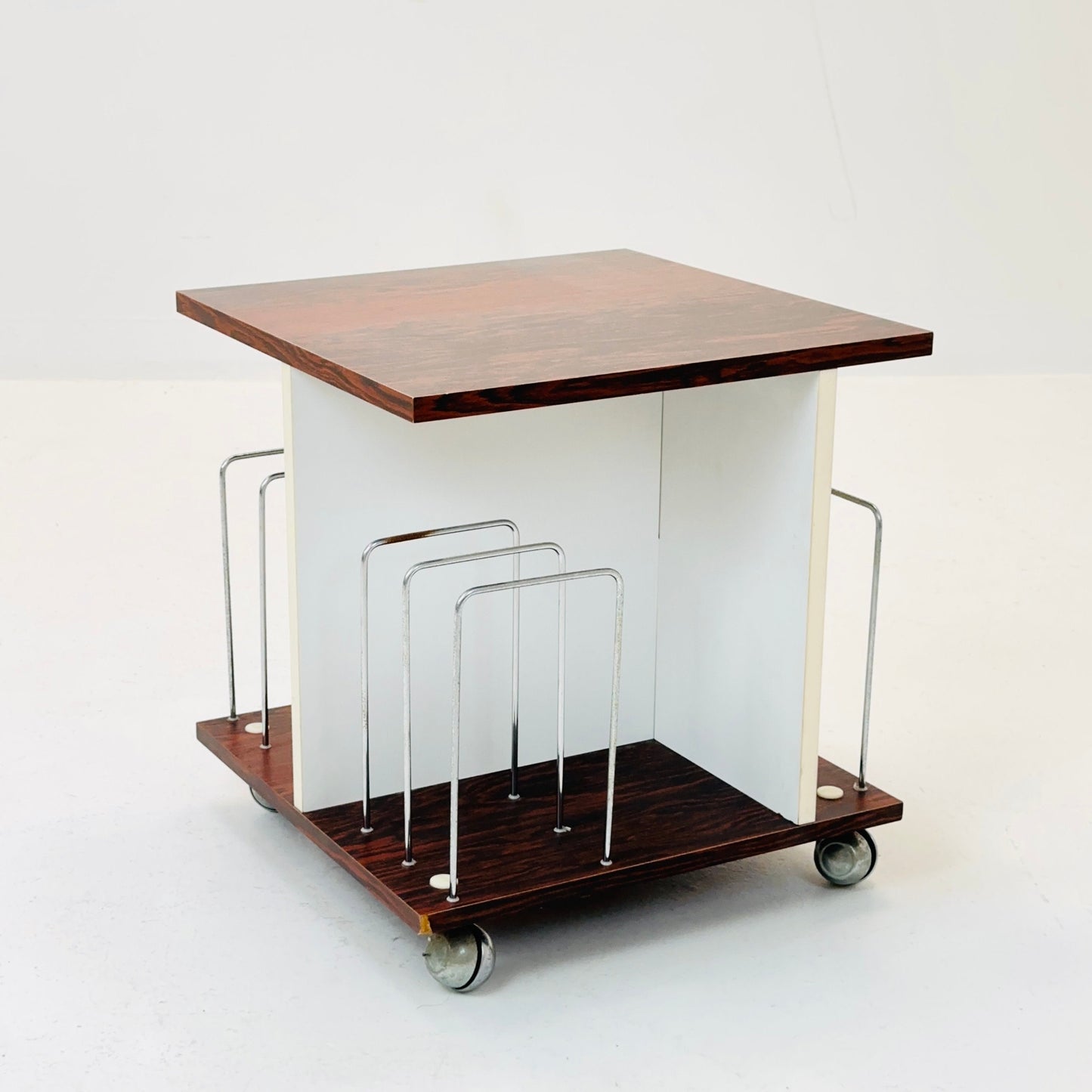 Rare Space Age trolley with magazine rack 1970s Germany